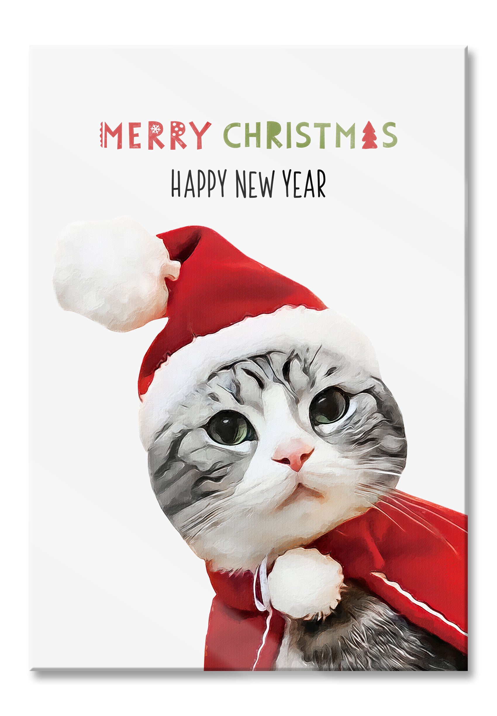 Weihnachts Collection  - Schriftzug Katze I, Glasbild