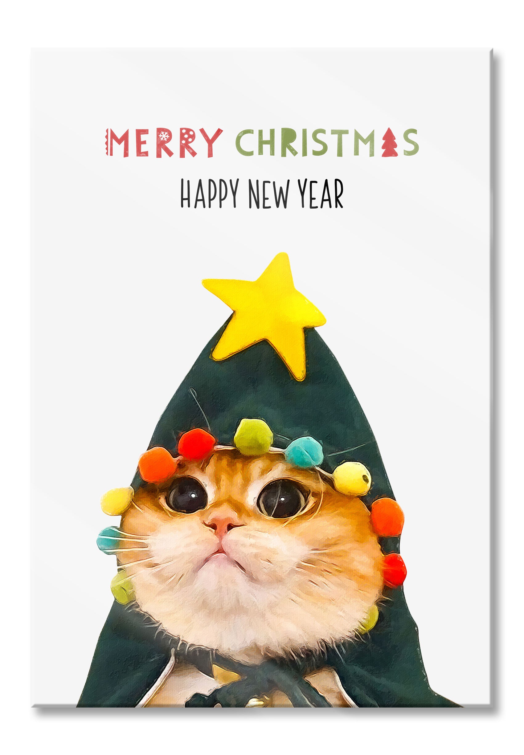 Weihnachts Collection  - Schriftzug Katze II, Glasbild