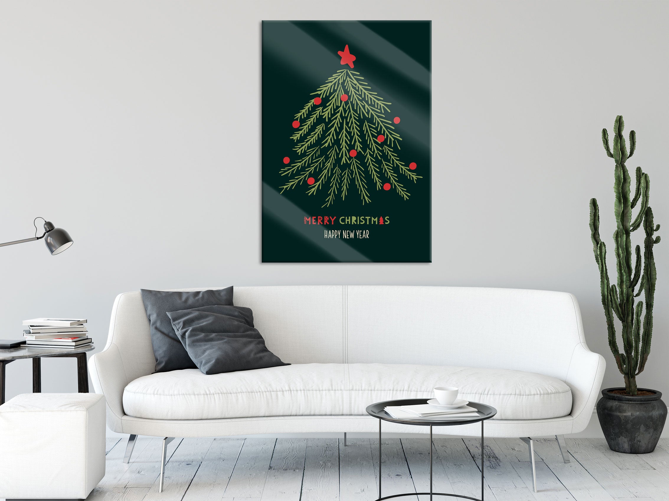 Weihnachts Collection  - Weihnachtsbaum Schriftzug V, Glasbild