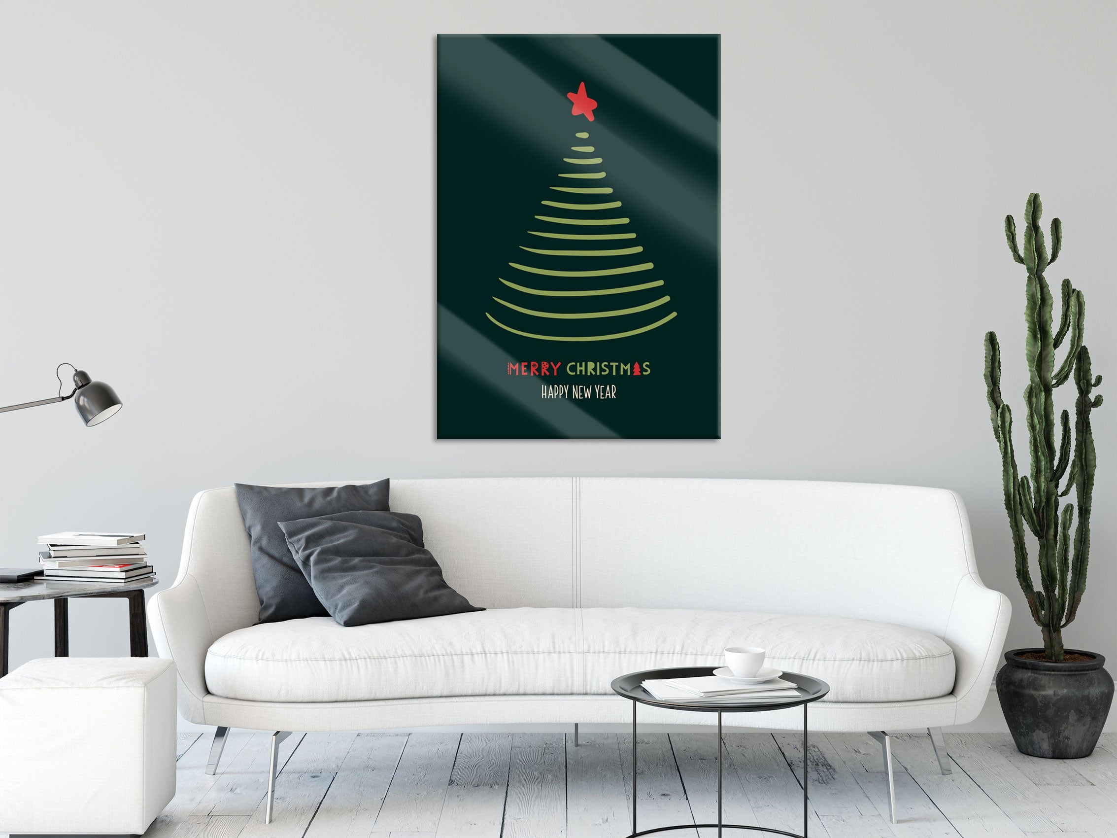 Weihnachts Collection  - Weihnachtsbaum Schriftzug VI, Glasbild