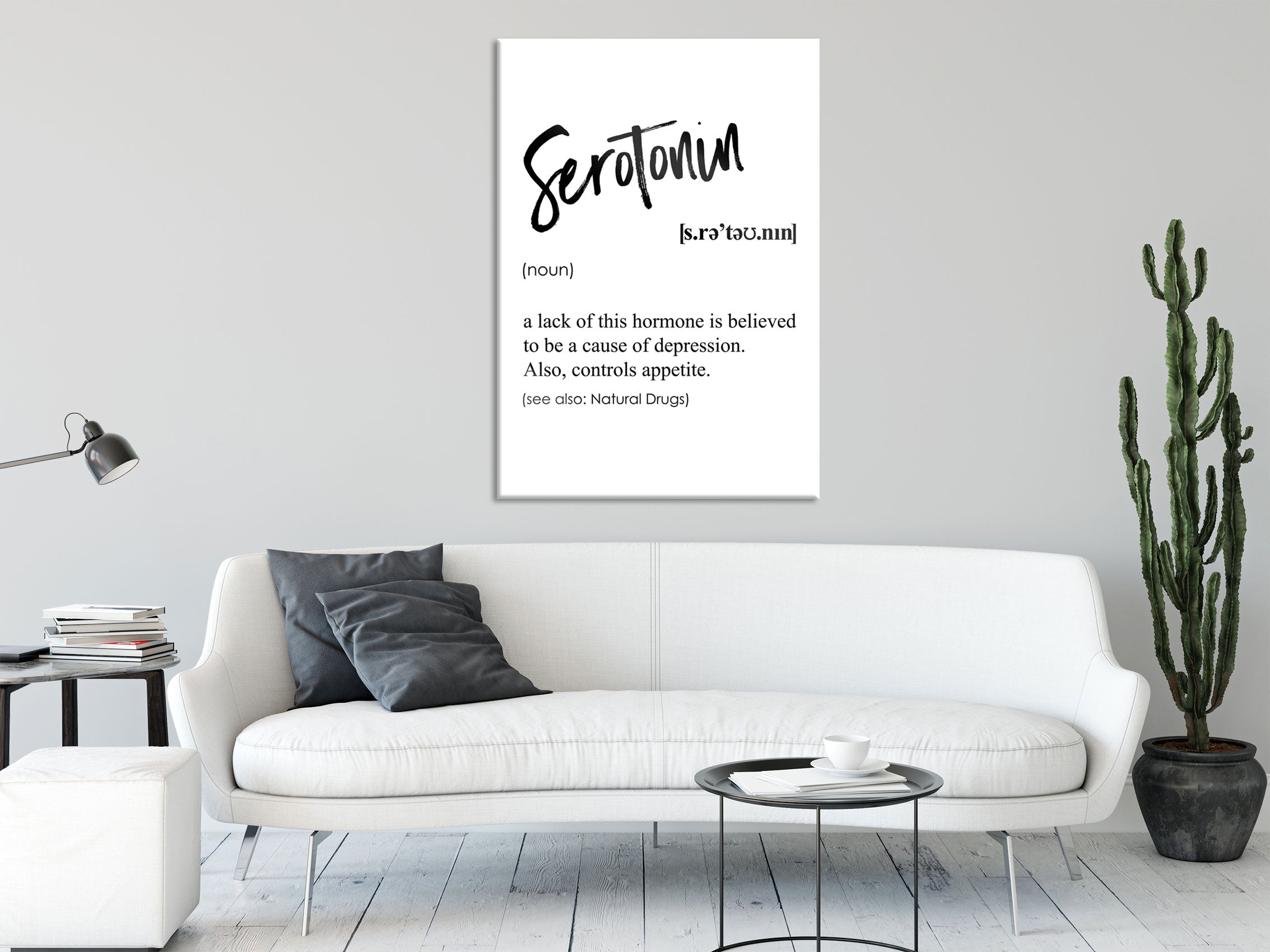 Lexikon Sprüche  - Serotonin, Glasbild