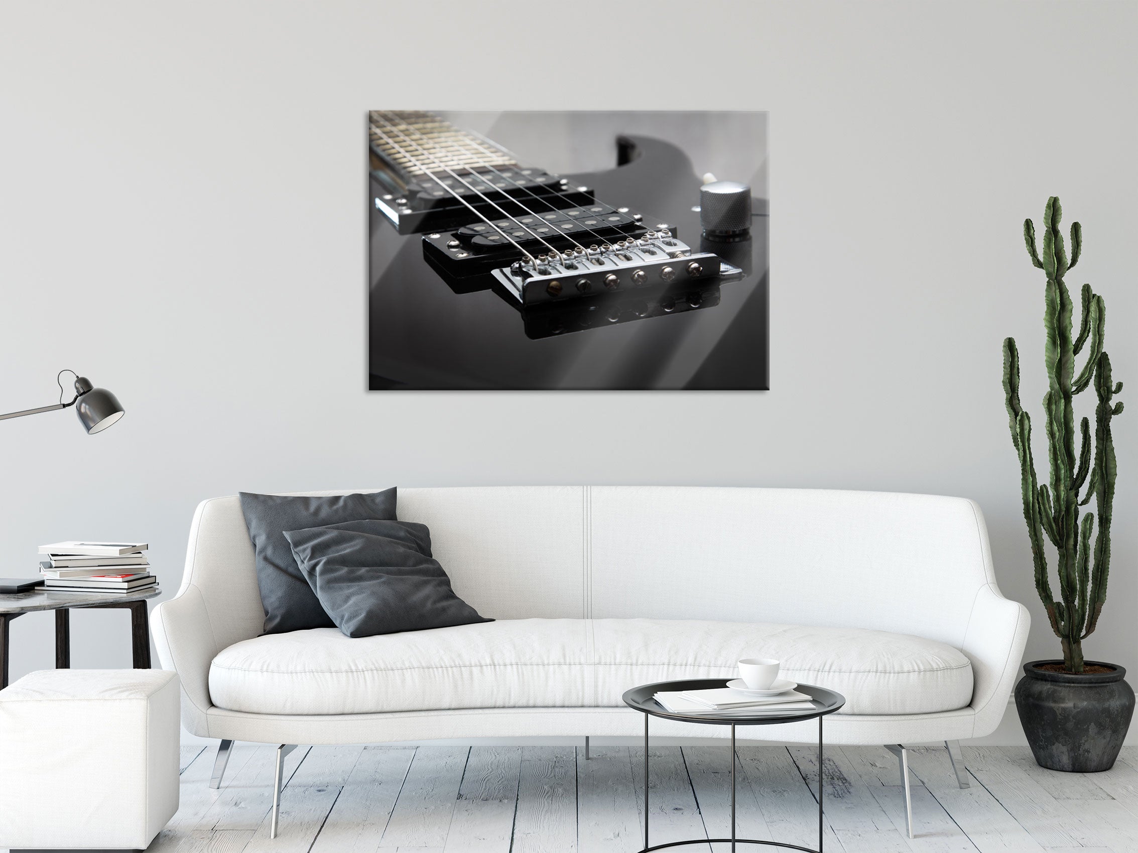 Black E-Guitar, Glasbild