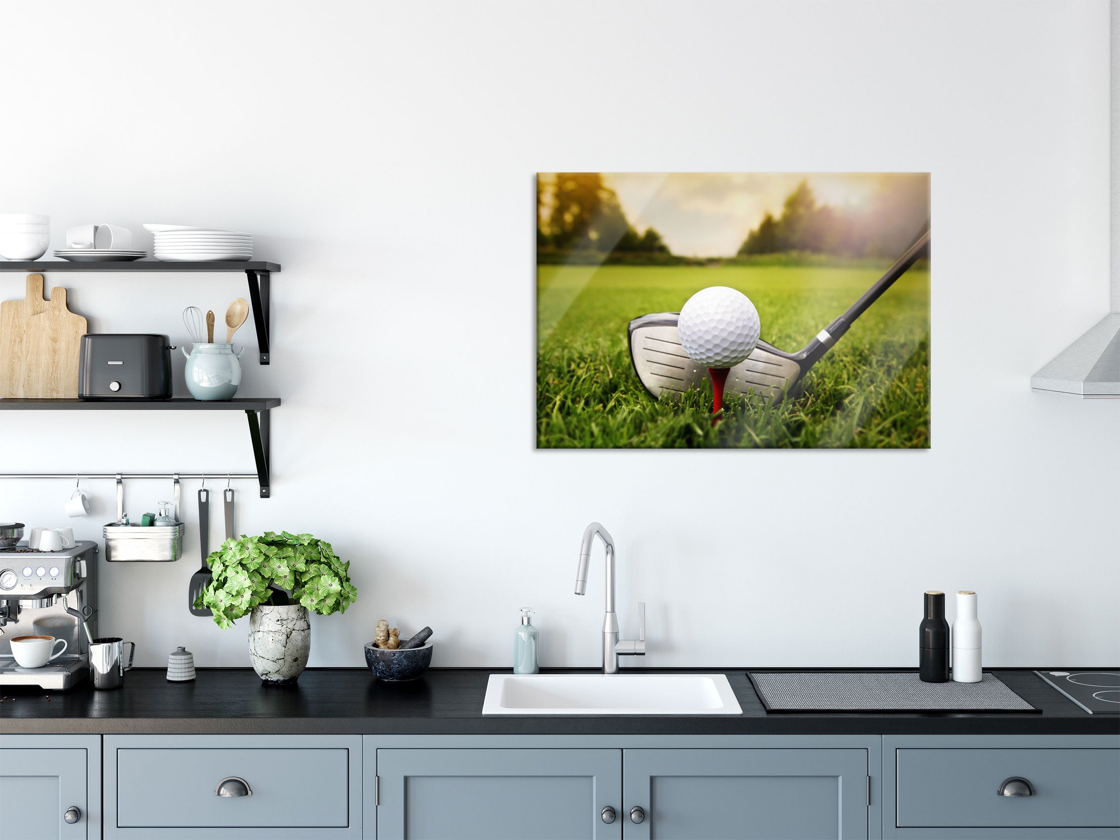 Golf Abschlag, Glasbild