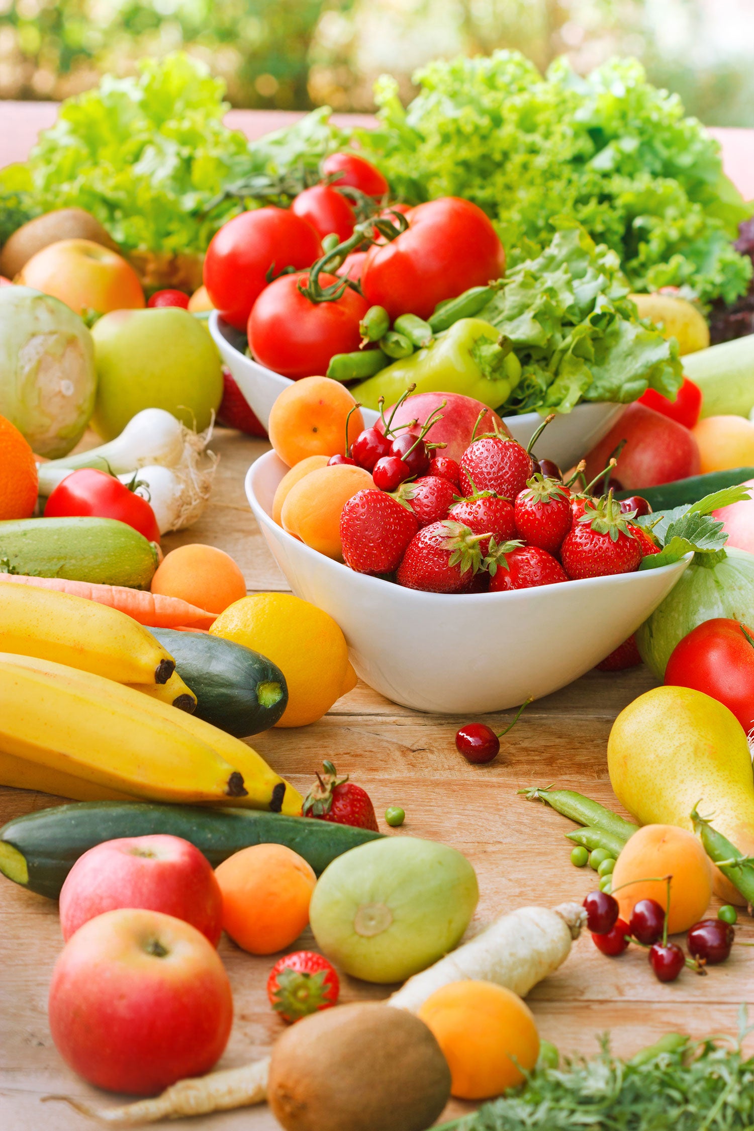 Buntes Obst und Gemüse, Glasbild