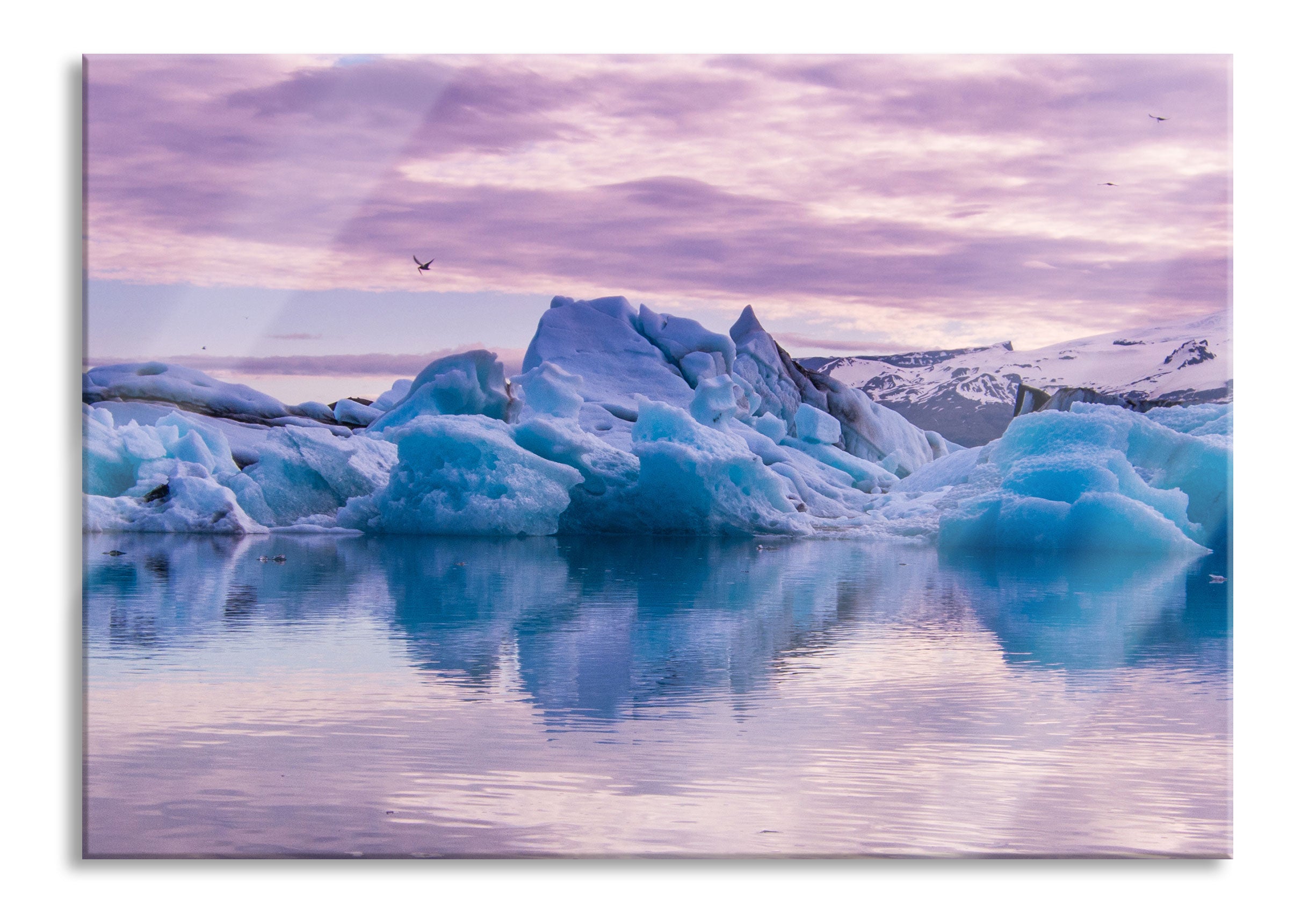 Wunderschöne Eisberglandschaft, Glasbild