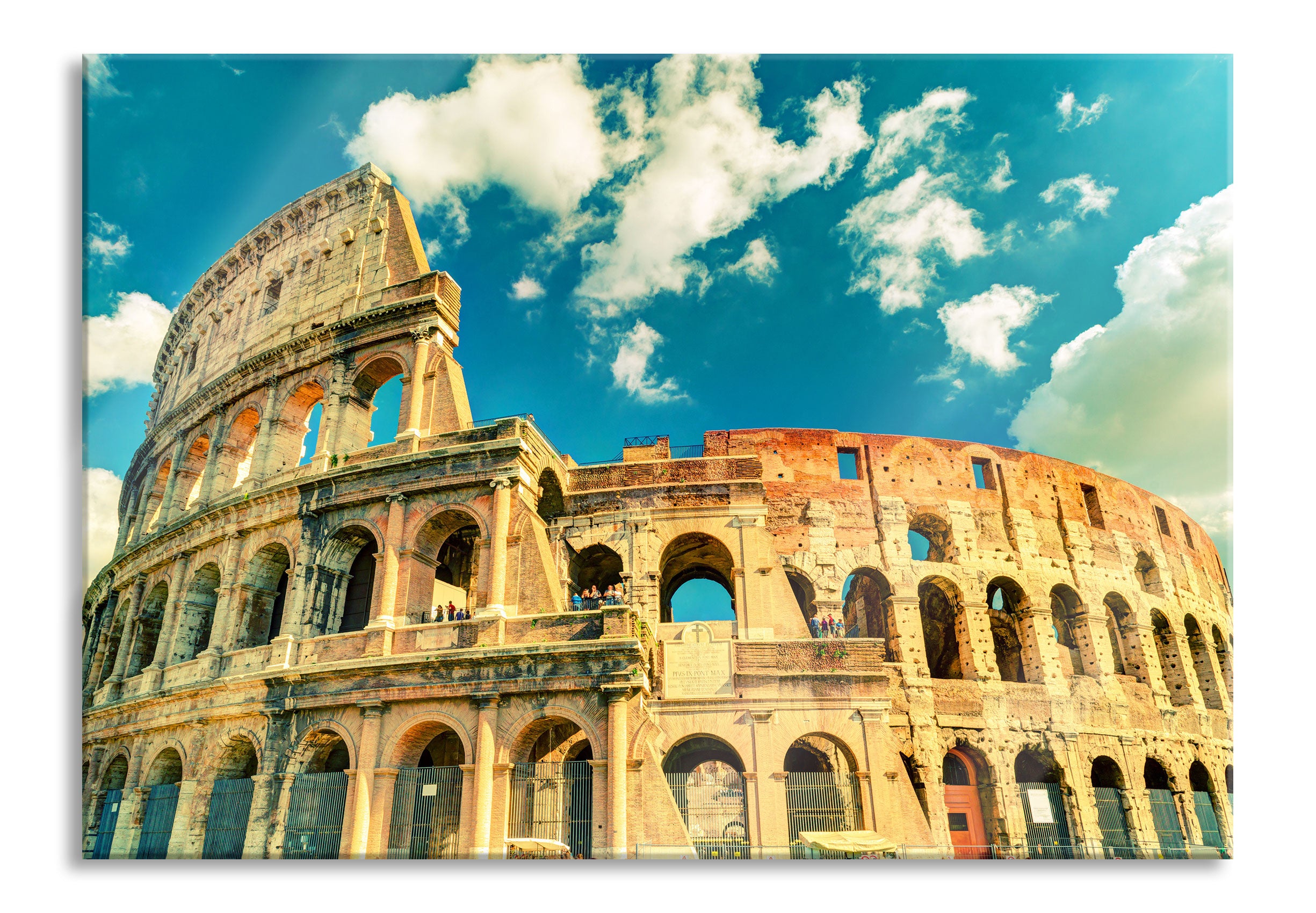 Colosseum bei Tag in Rom, Glasbild