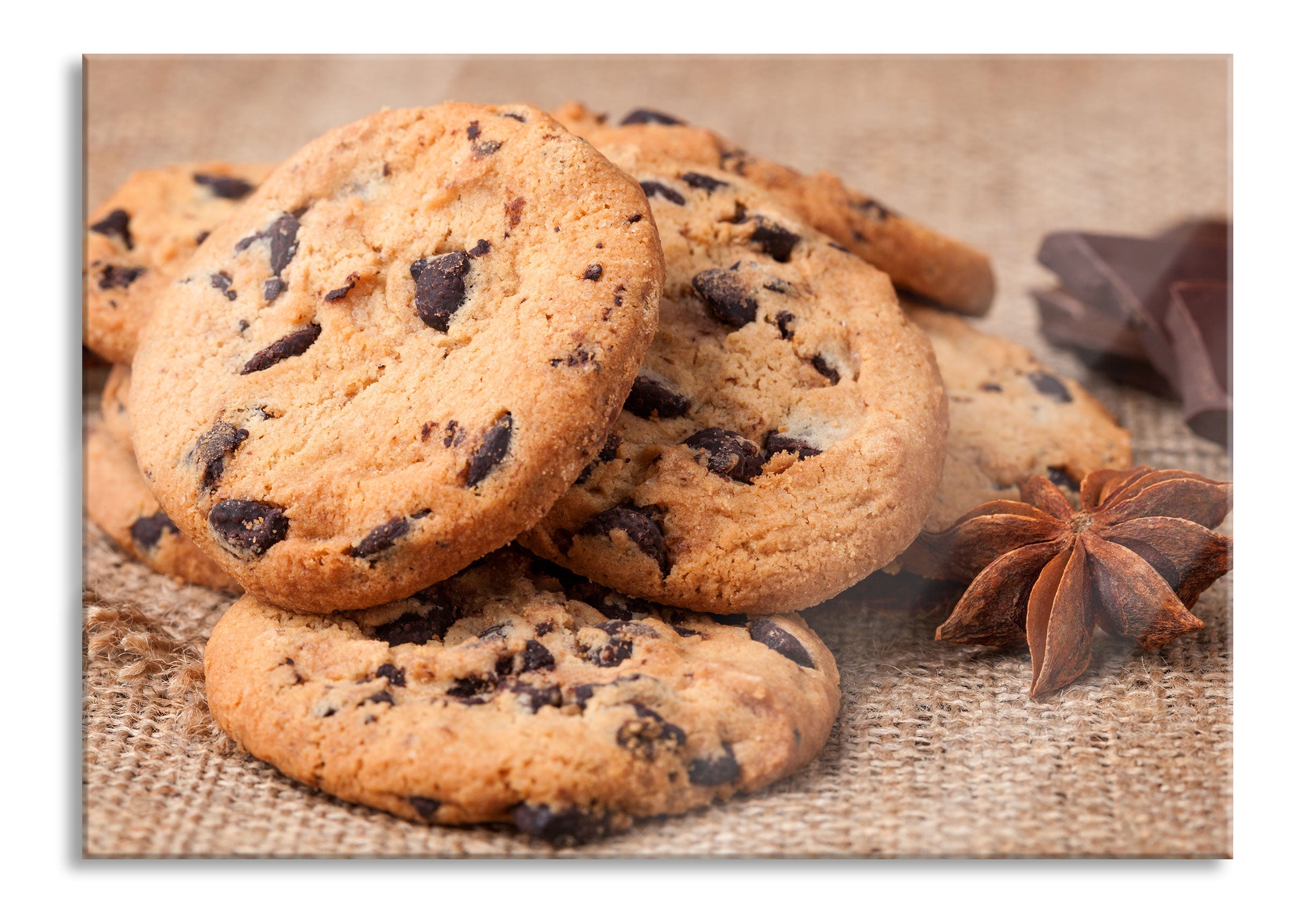 Cookies mit Schokostückchen, Glasbild