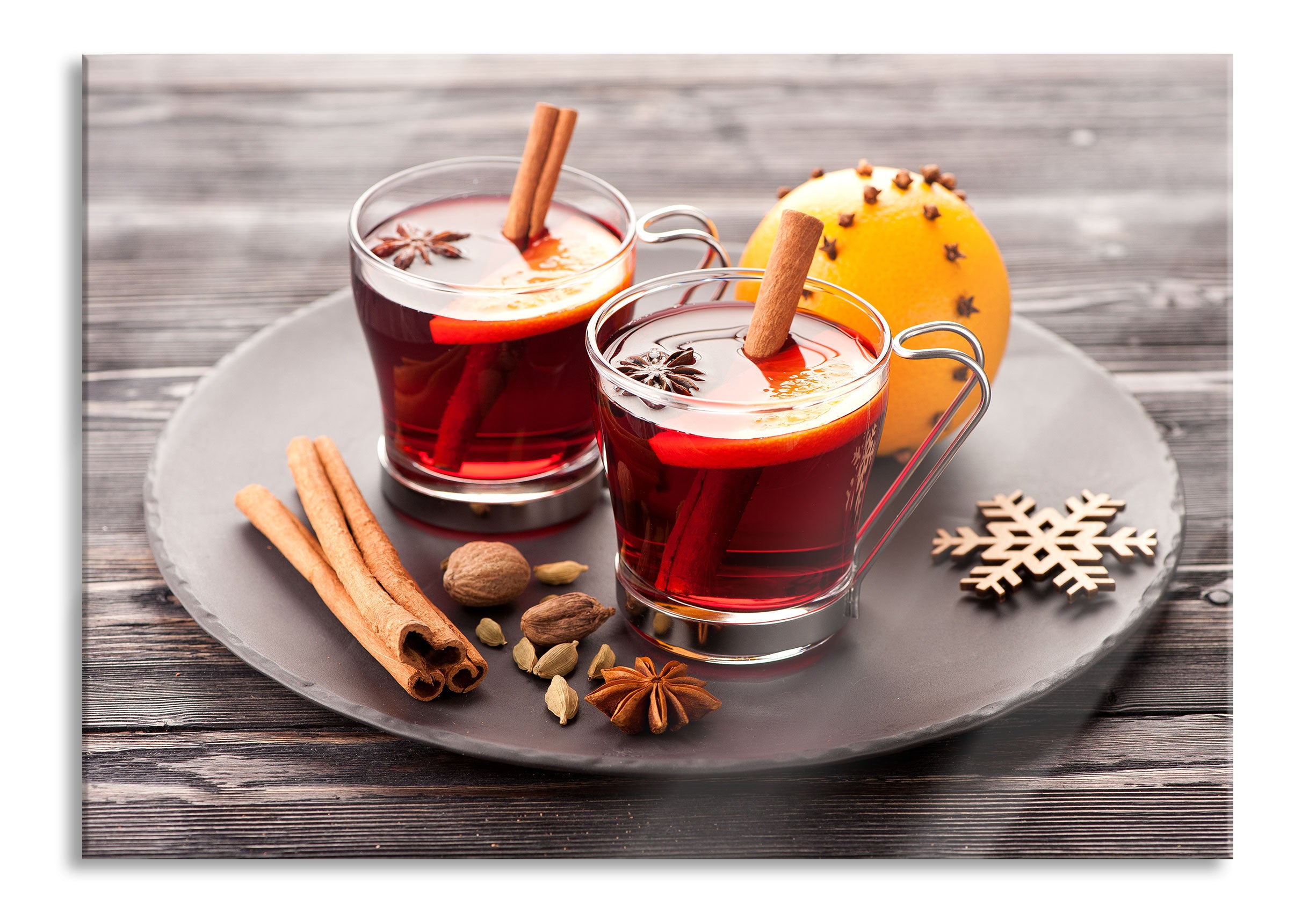 Aromatischer Glühwein mit Zimt, Glasbild