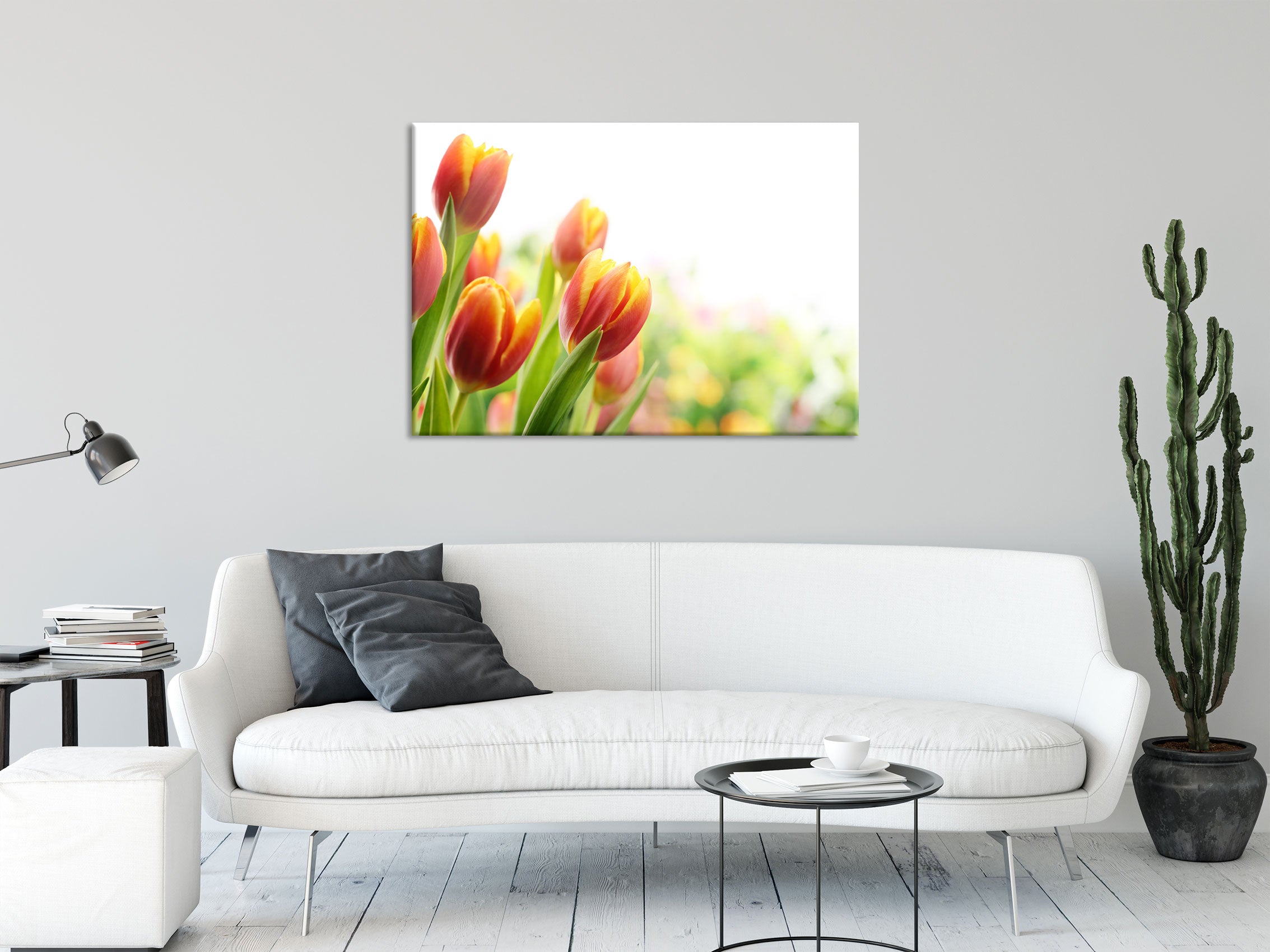 Bunte Tulpenwiese, Glasbild