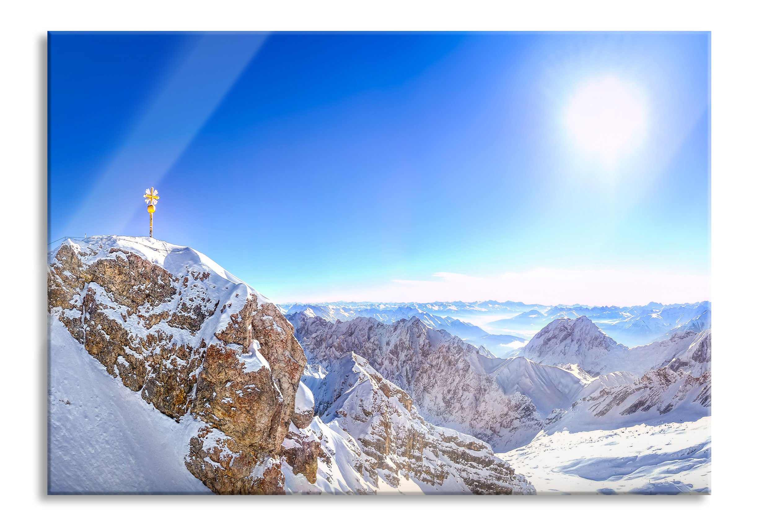 Zugspitze im Sonnenlicht, Glasbild