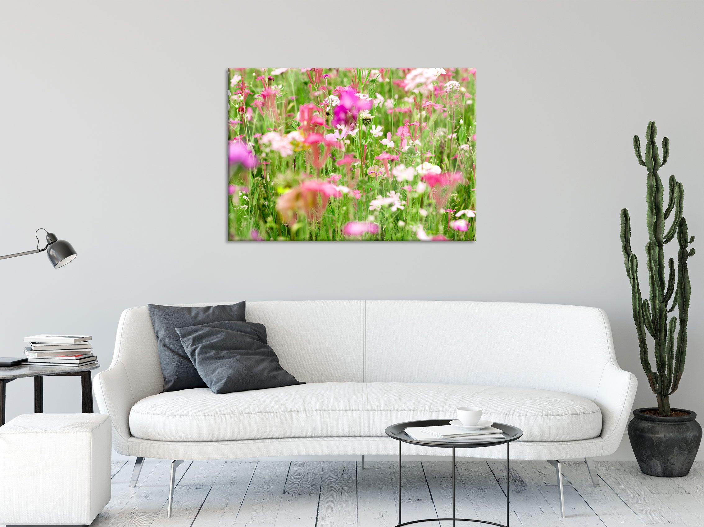 Wundervolle Blumenwiese, Glasbild