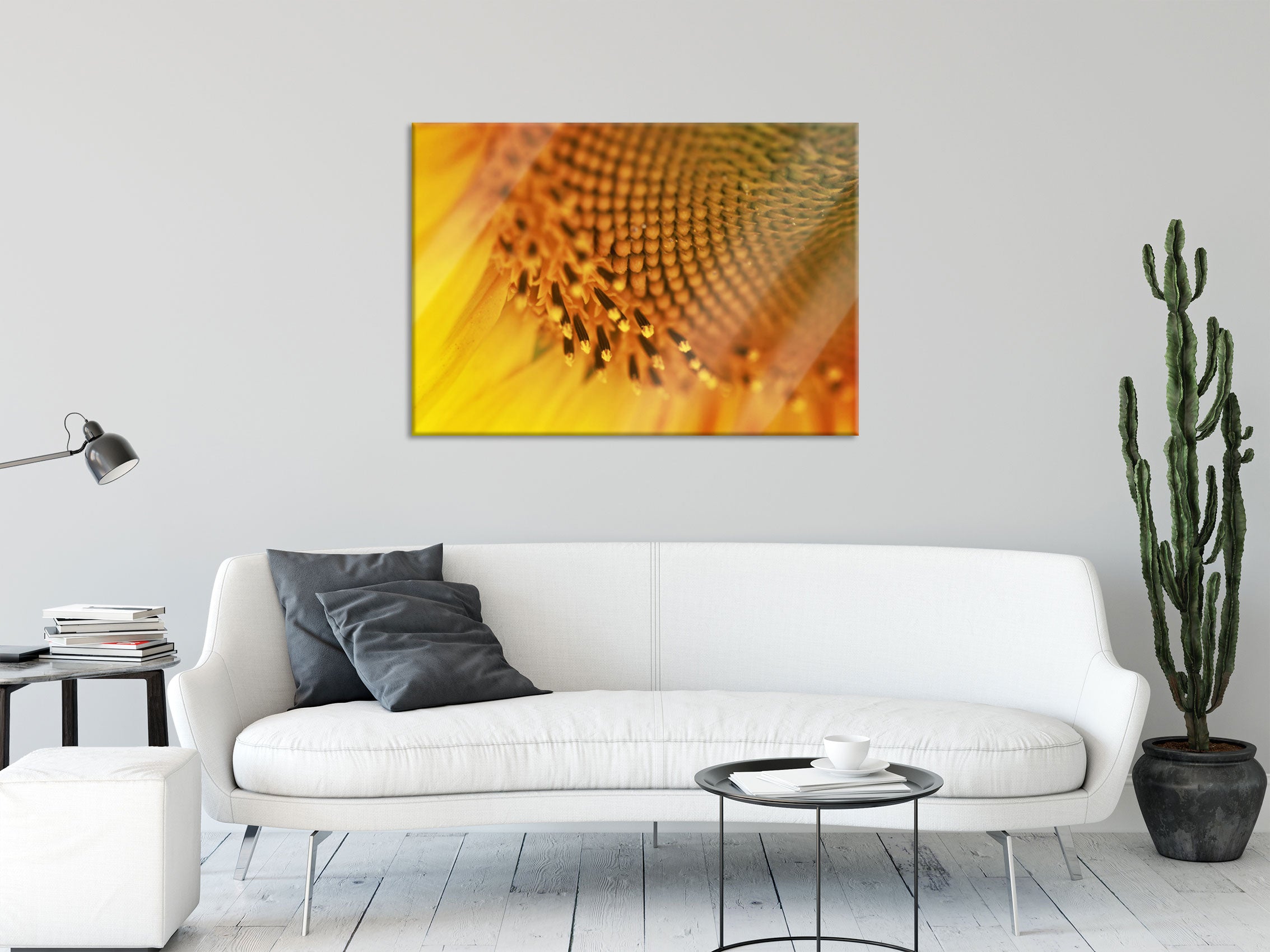 Wunderschöne gelbe Sonnenblume, Glasbild