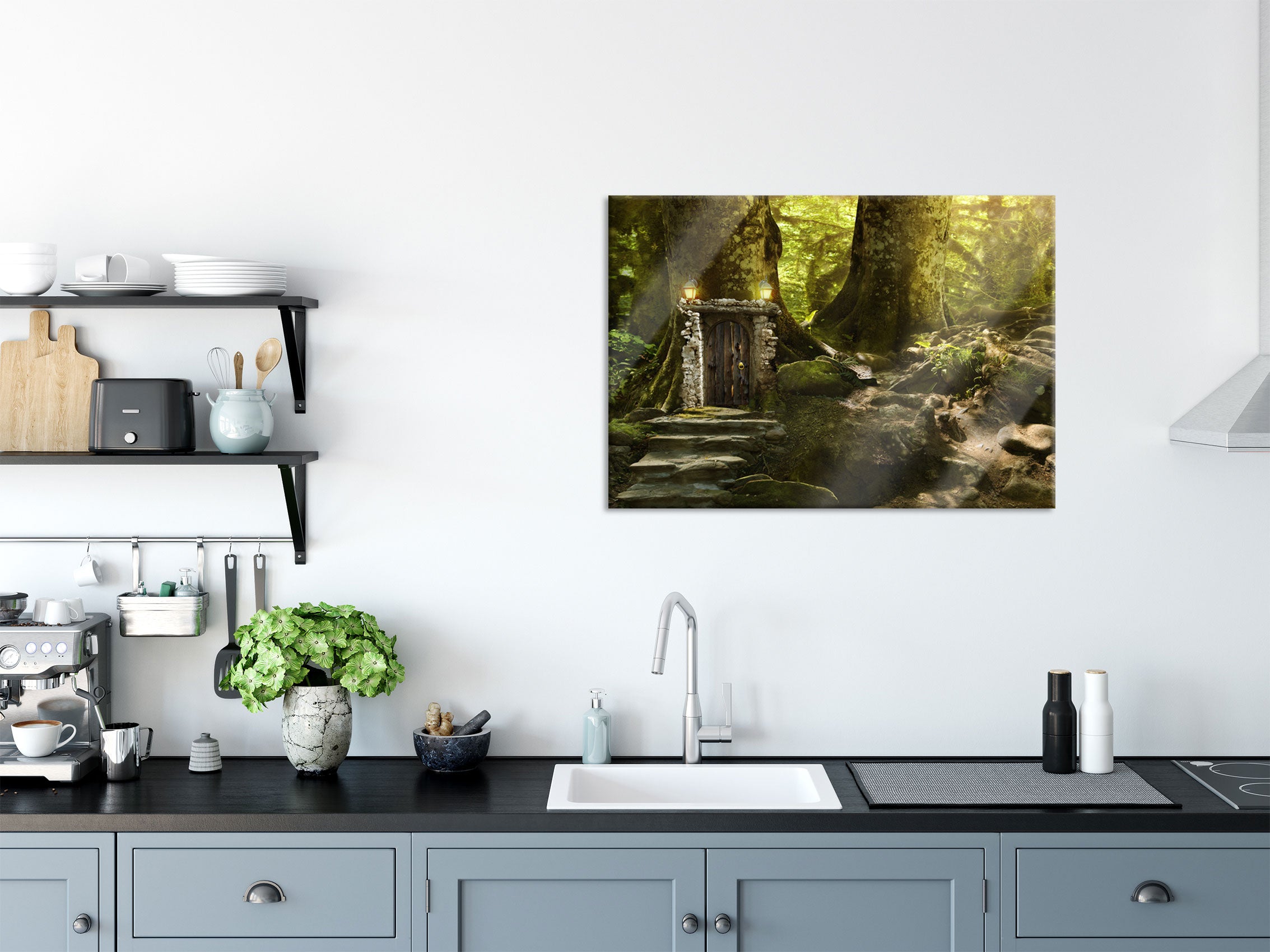 Geheimes Tor im Wald, Glasbild