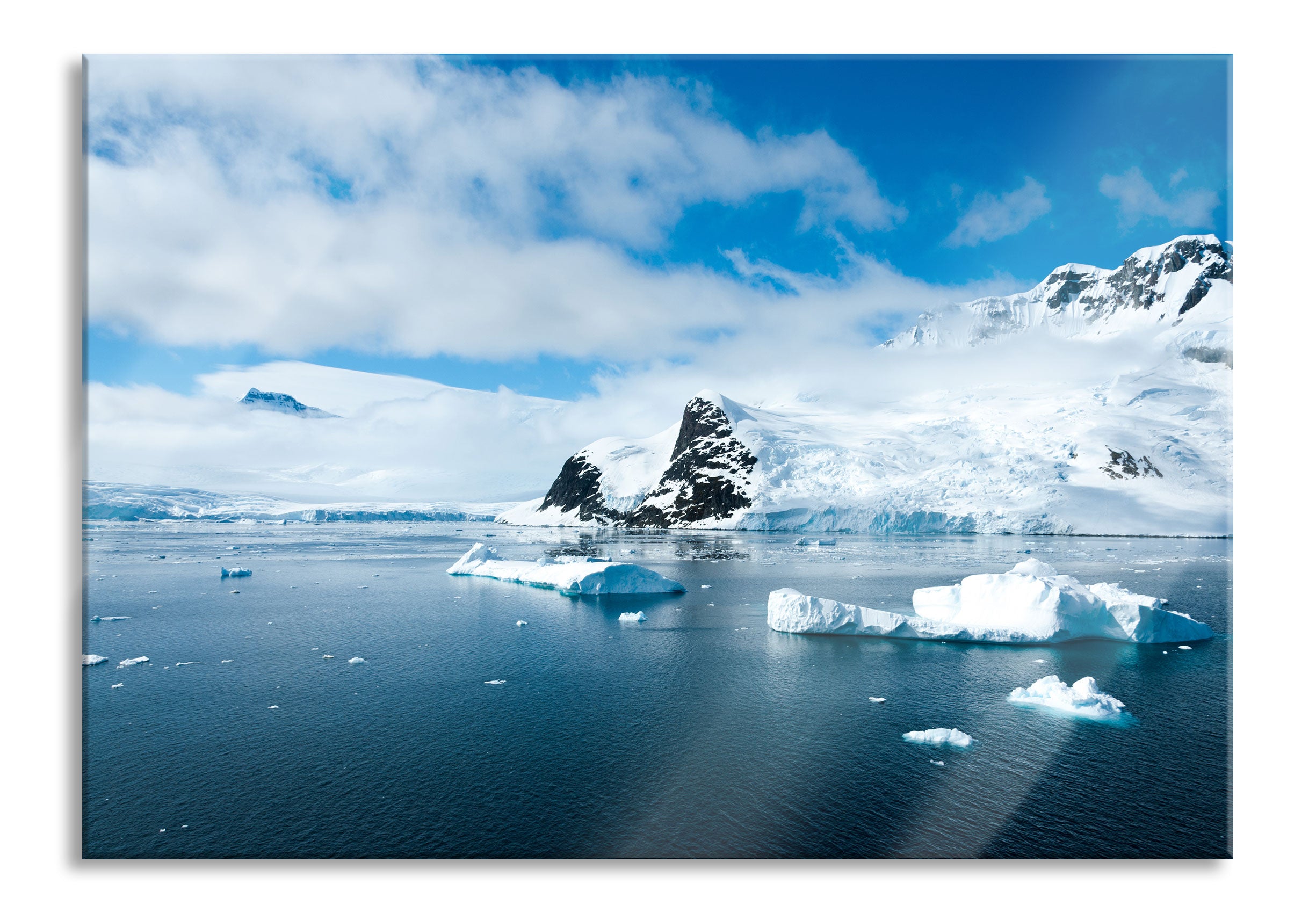 Winterlandschaft in der Antarktis, Glasbild