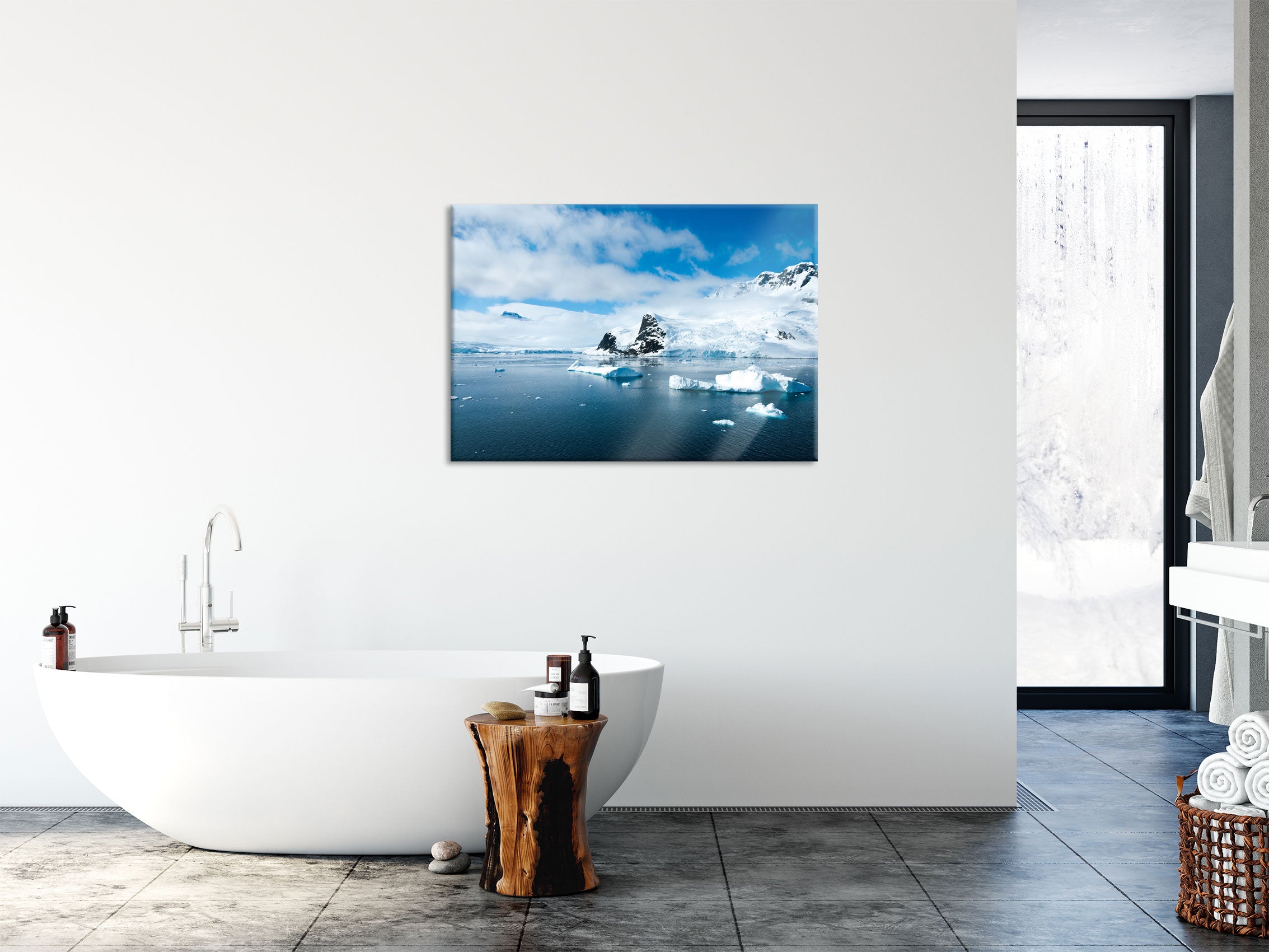 Winterlandschaft in der Antarktis, Glasbild