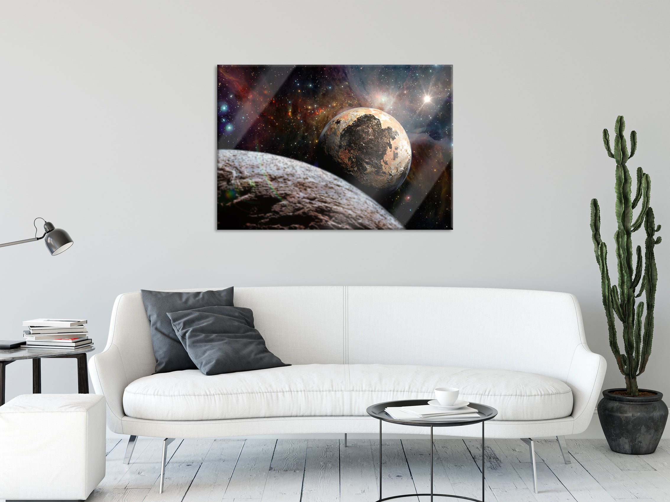 Alien Planeten im Weltall, Glasbild