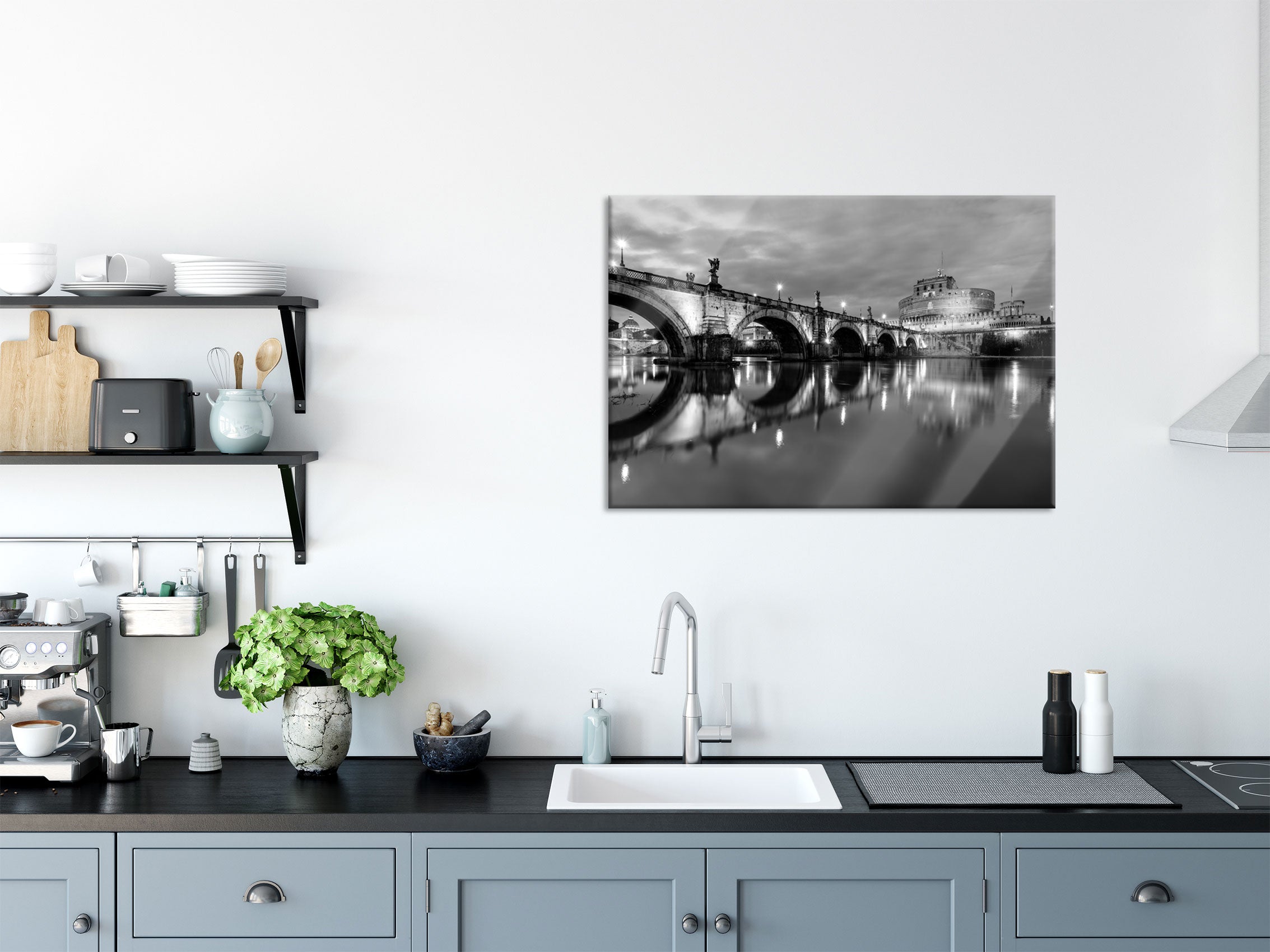 Nachtansicht von S. Angelo-Brücke, Glasbild