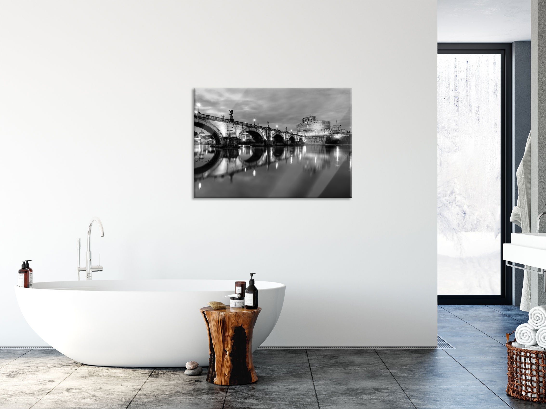 Nachtansicht von S. Angelo-Brücke, Glasbild