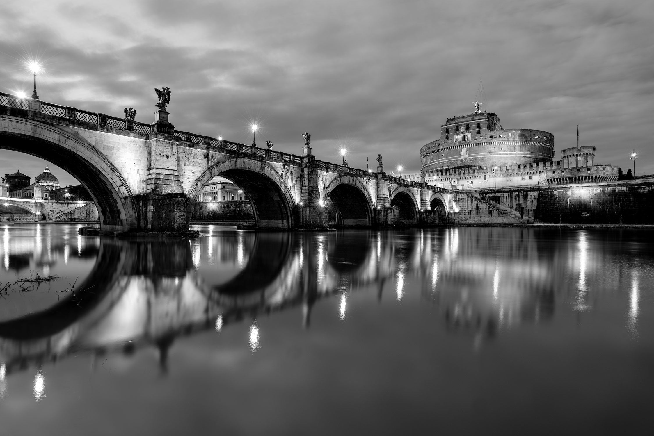 Nachtansicht von S. Angelo-Brücke, Glasbild