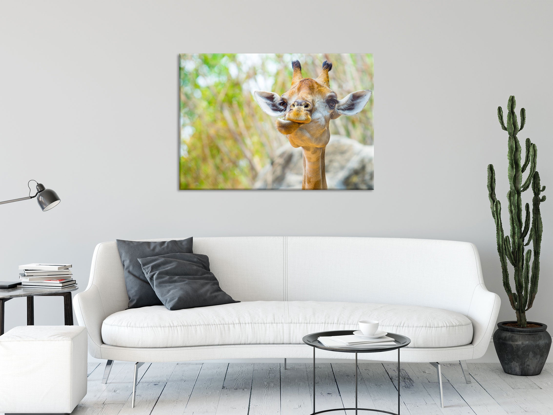 Giraffe in der Natur, Glasbild