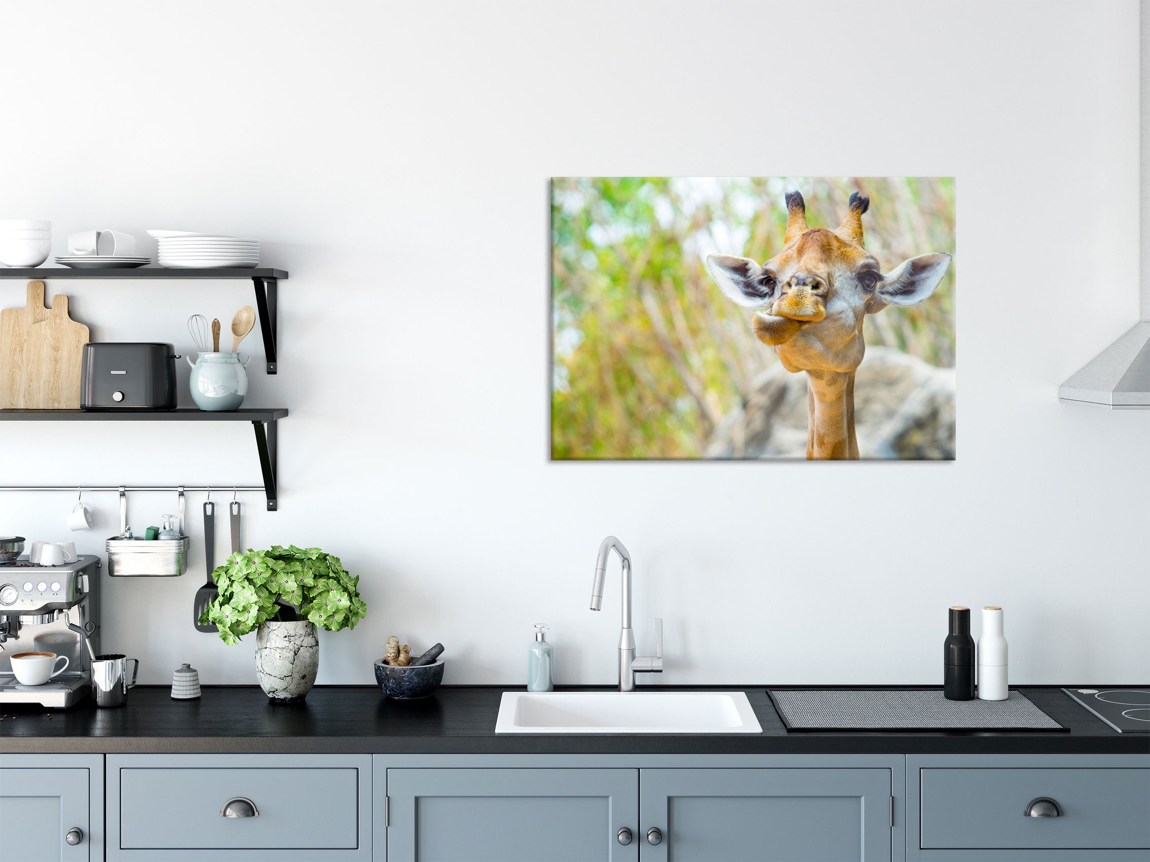 Giraffe in der Natur, Glasbild