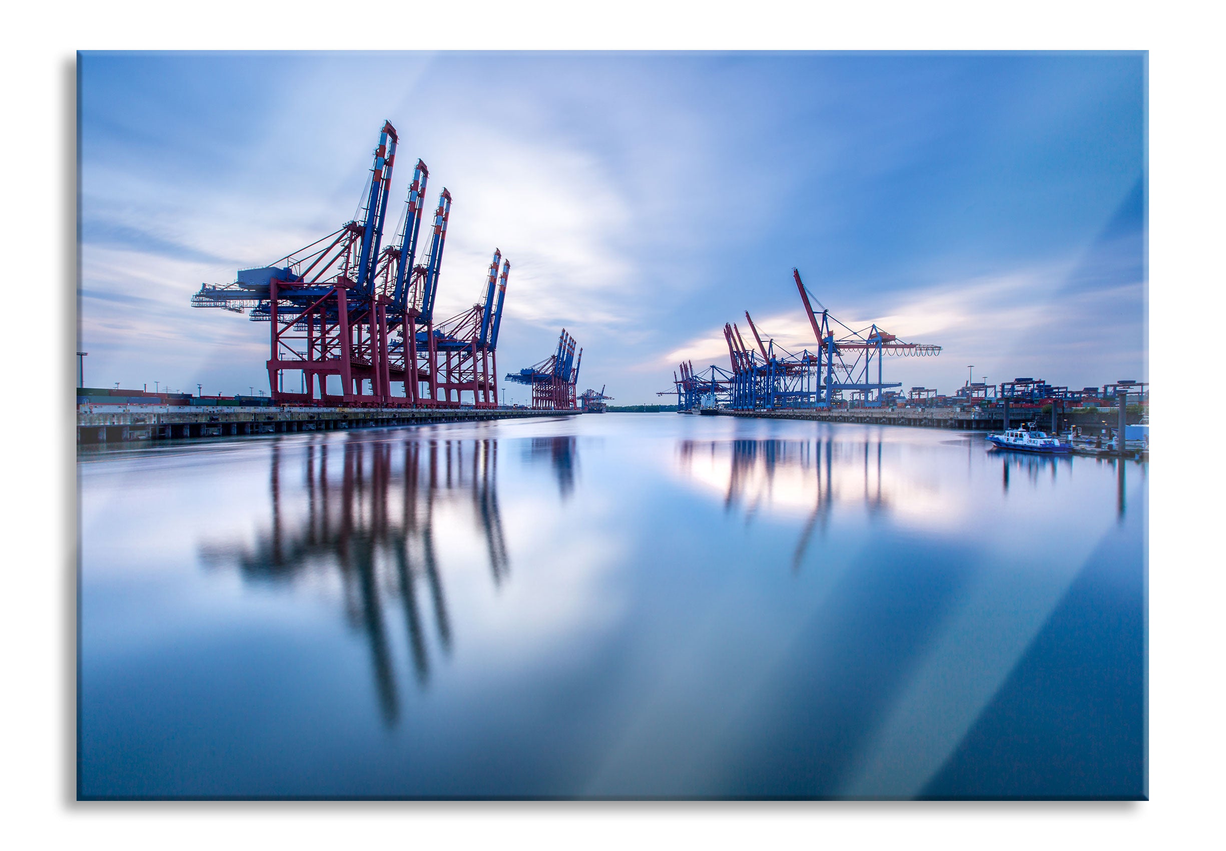 Hafen im Abendschein, Glasbild