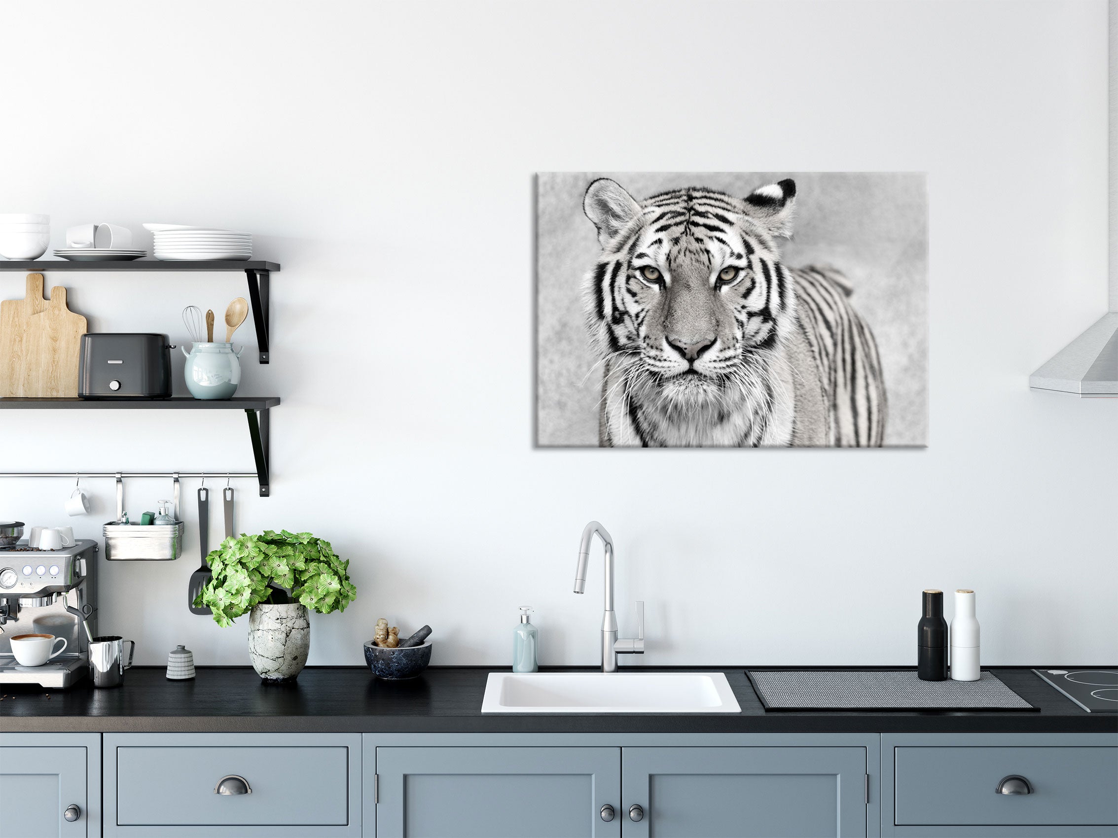 Anmutiger Tiger in, Glasbild