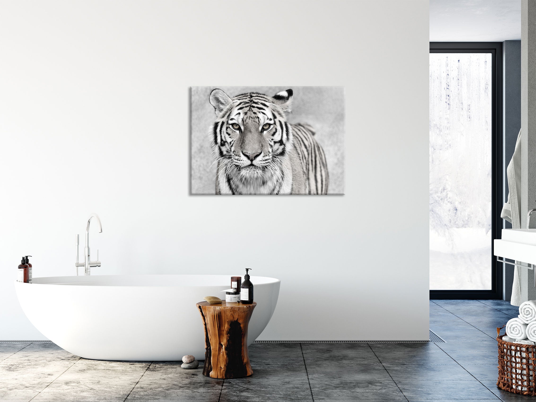 Anmutiger Tiger in, Glasbild