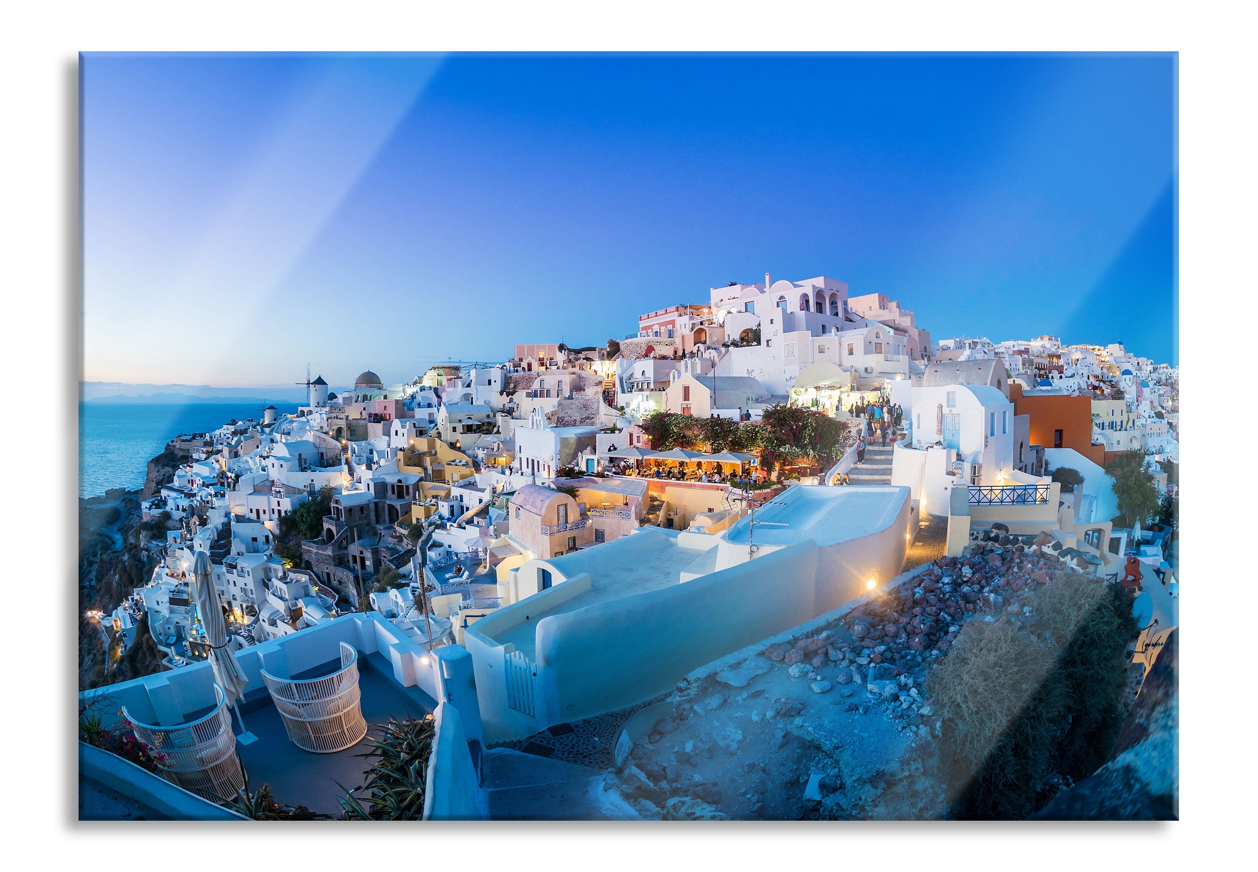 Oia Dorf Santorin, Glasbild