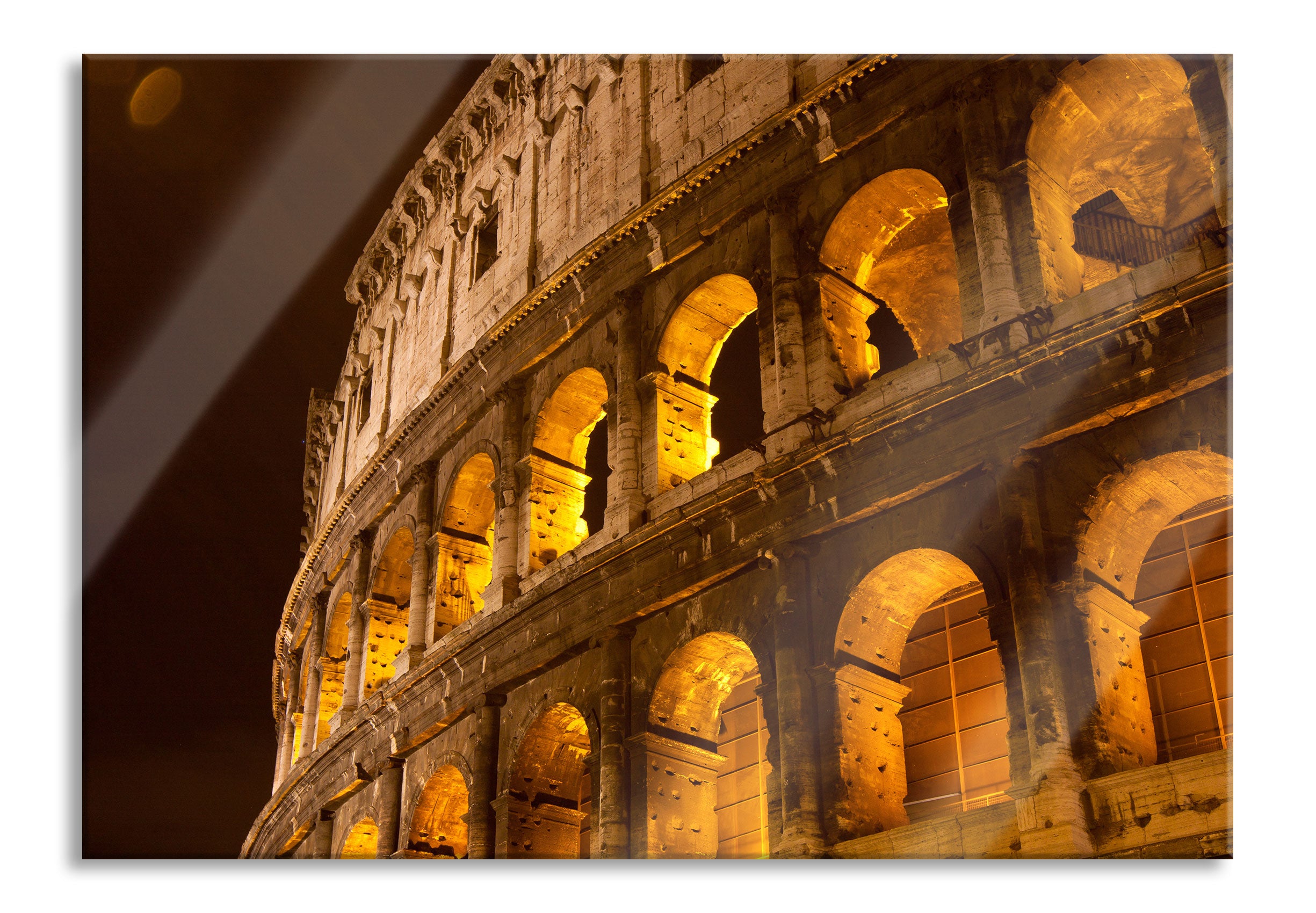 Amphitheater in Rom bei Nacht, Glasbild