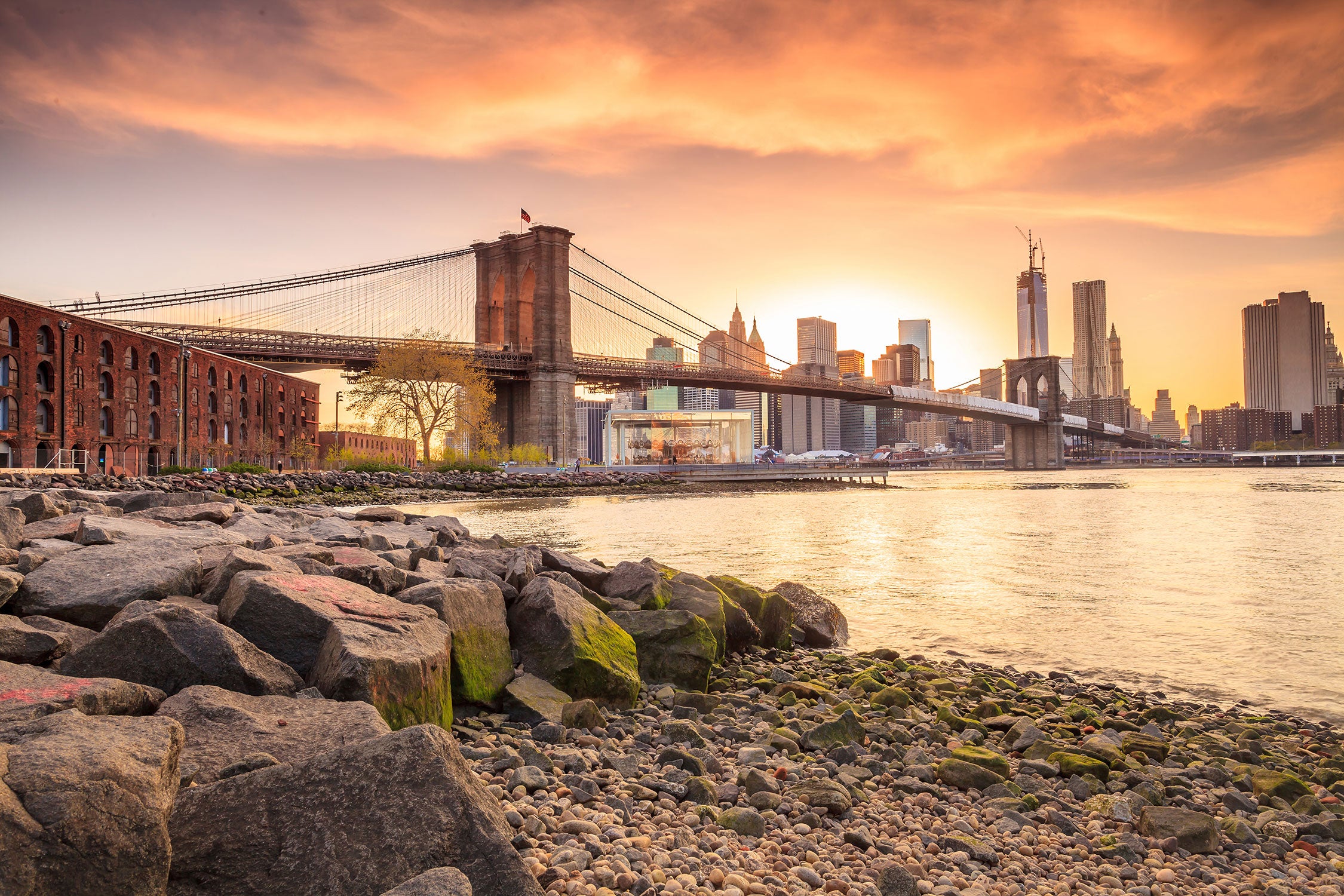 Brooklyn Bridge Sonnenuntergang, Glasbild