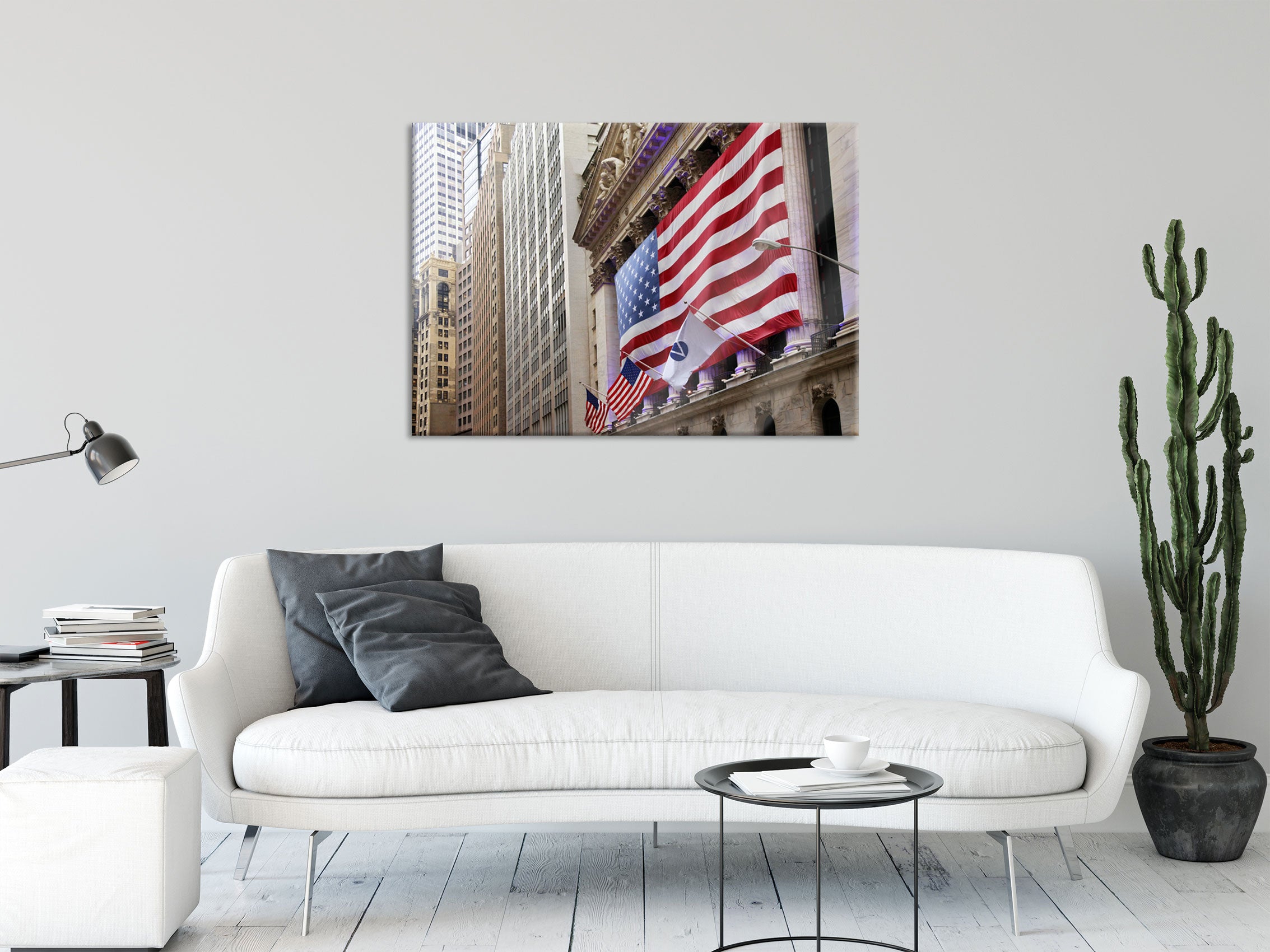 Amerikanische Flagge in New York, Glasbild