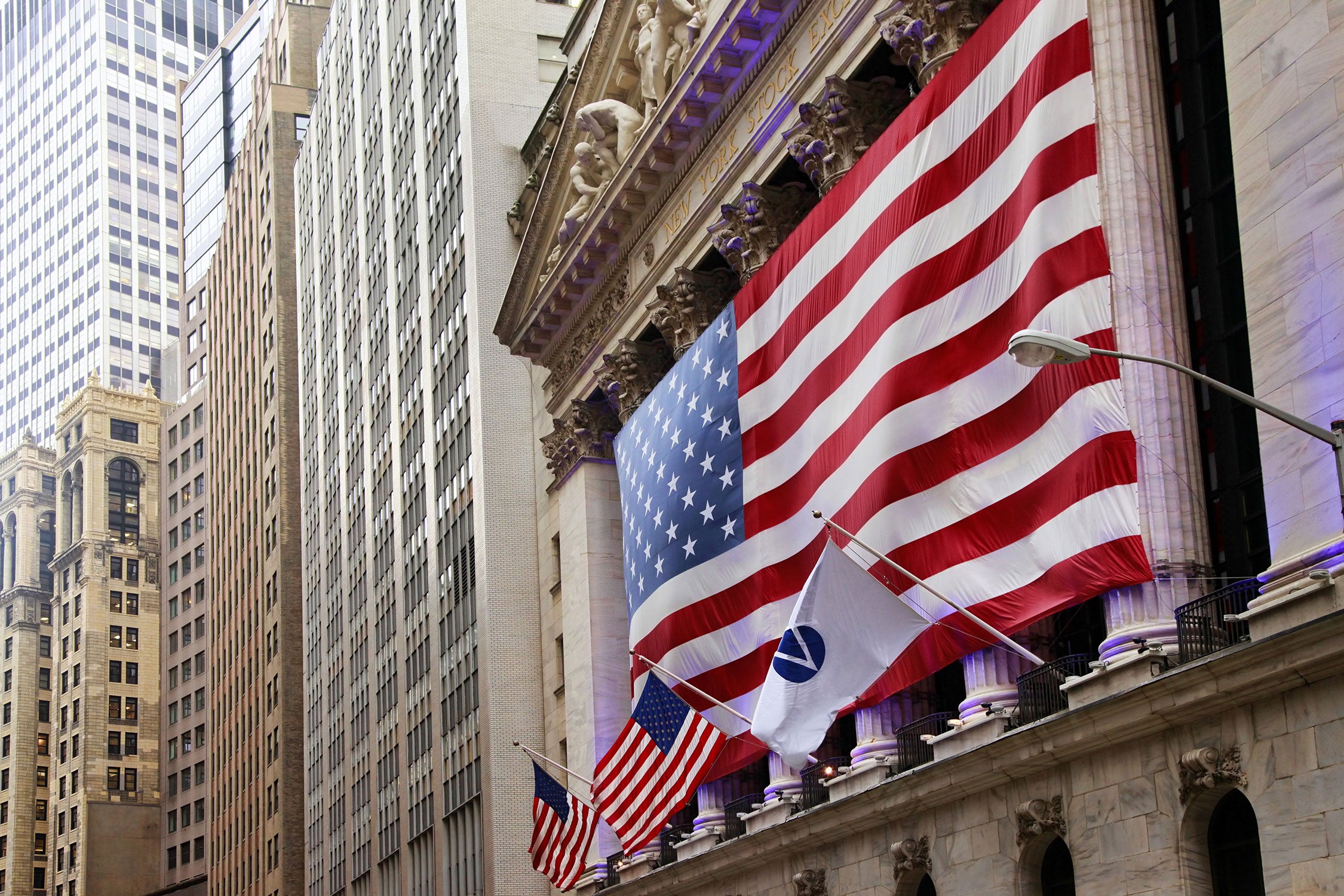 Amerikanische Flagge in New York, Glasbild