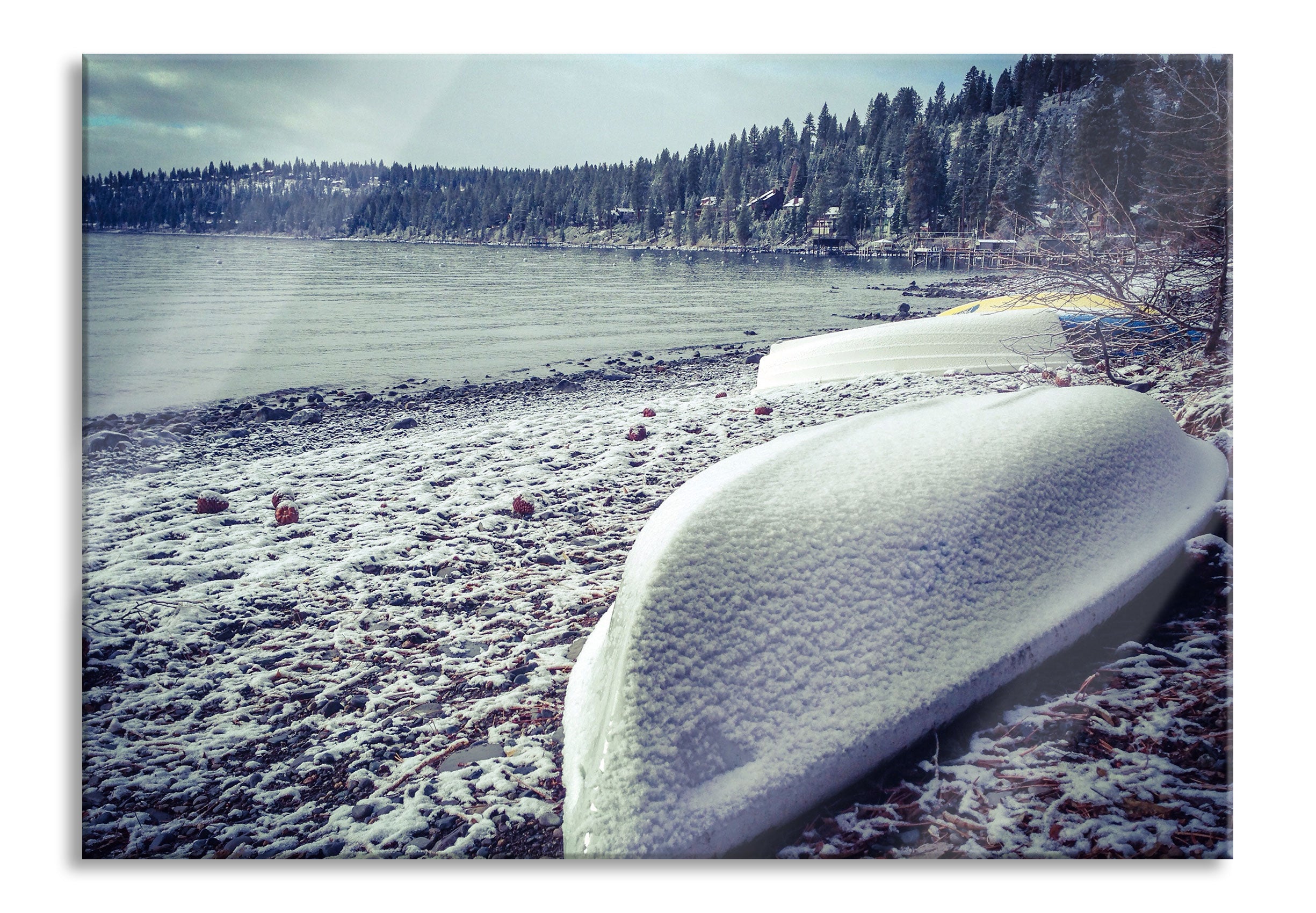 Boote im Winter, Glasbild