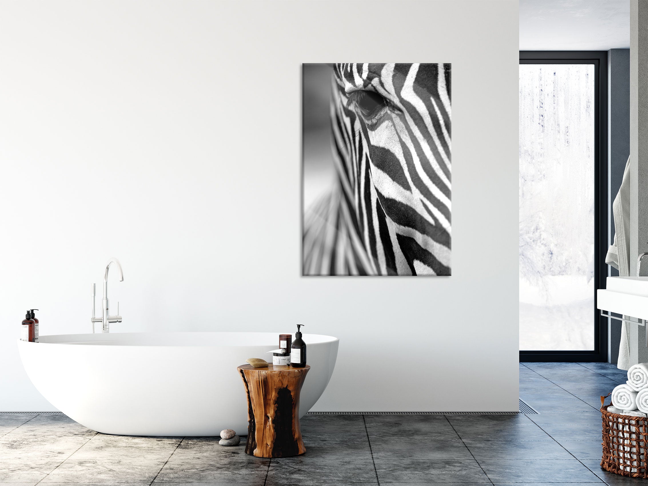 Zebra Nahaufnahme, Glasbild