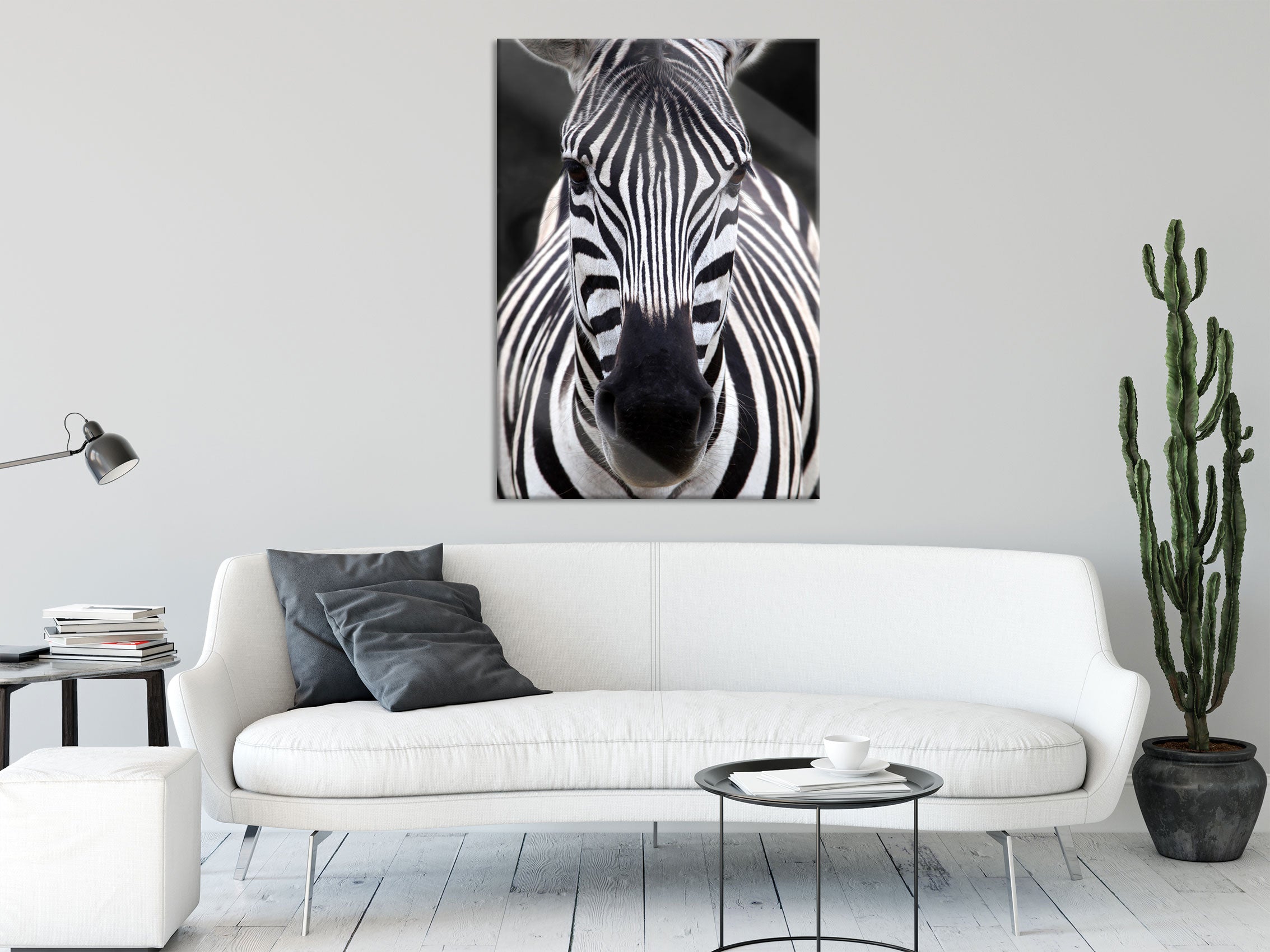 Zebra Porträt, Glasbild