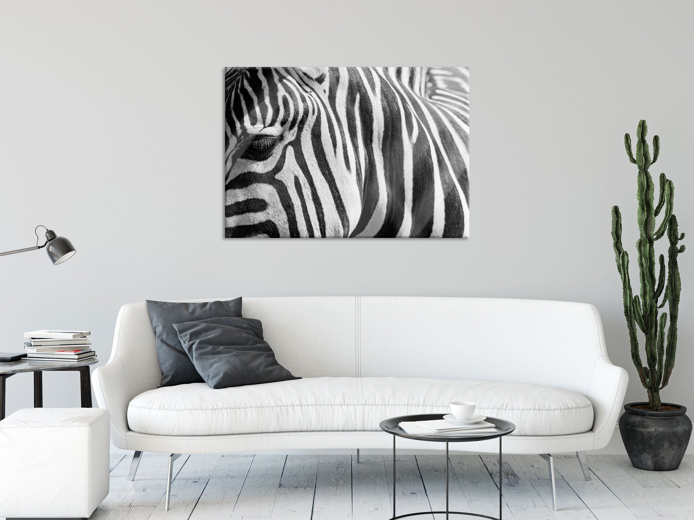 Zebra Porträt, Glasbild