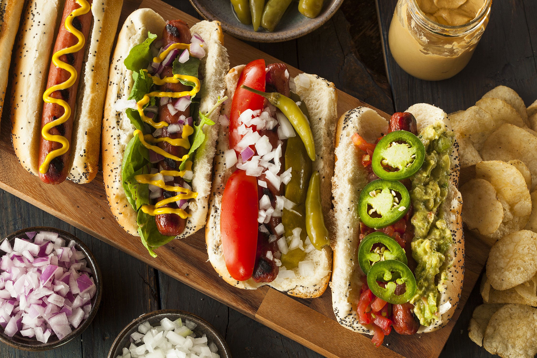 Amerikanische Hotdogs, Glasbild