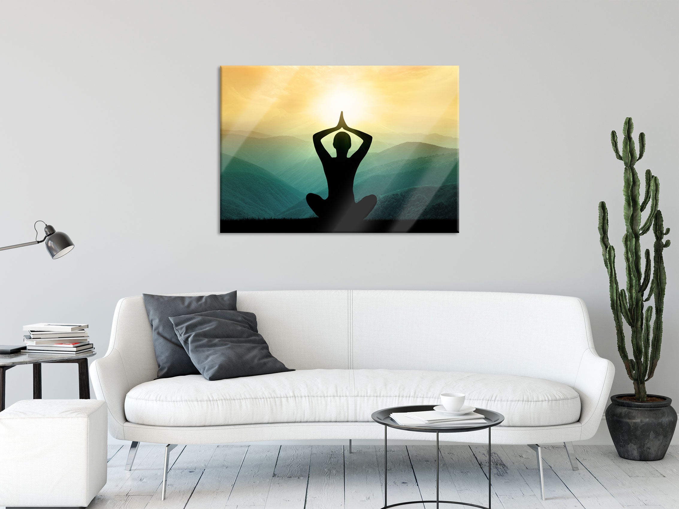 Yoga und Meditation, Glasbild