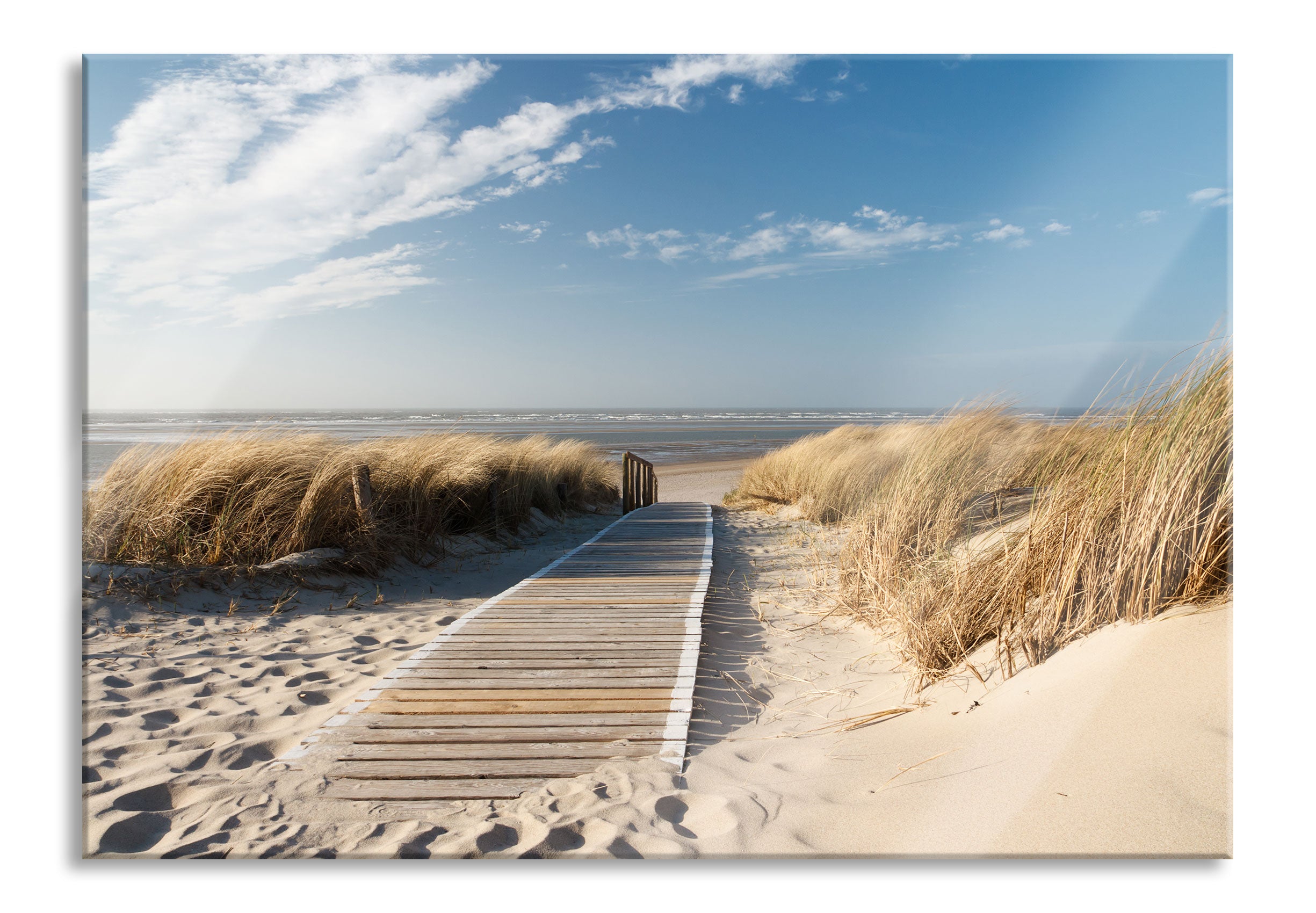 Weg zum Strand durch die Dünen, Glasbild