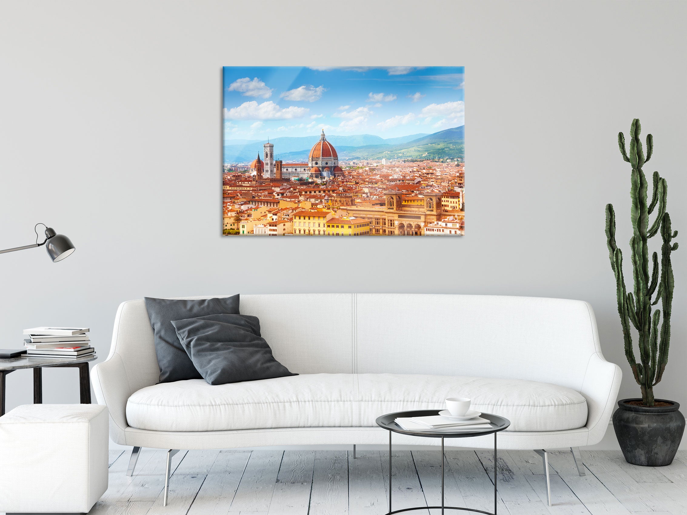 Panoramablick über die Dächer von Florenz, Glasbild