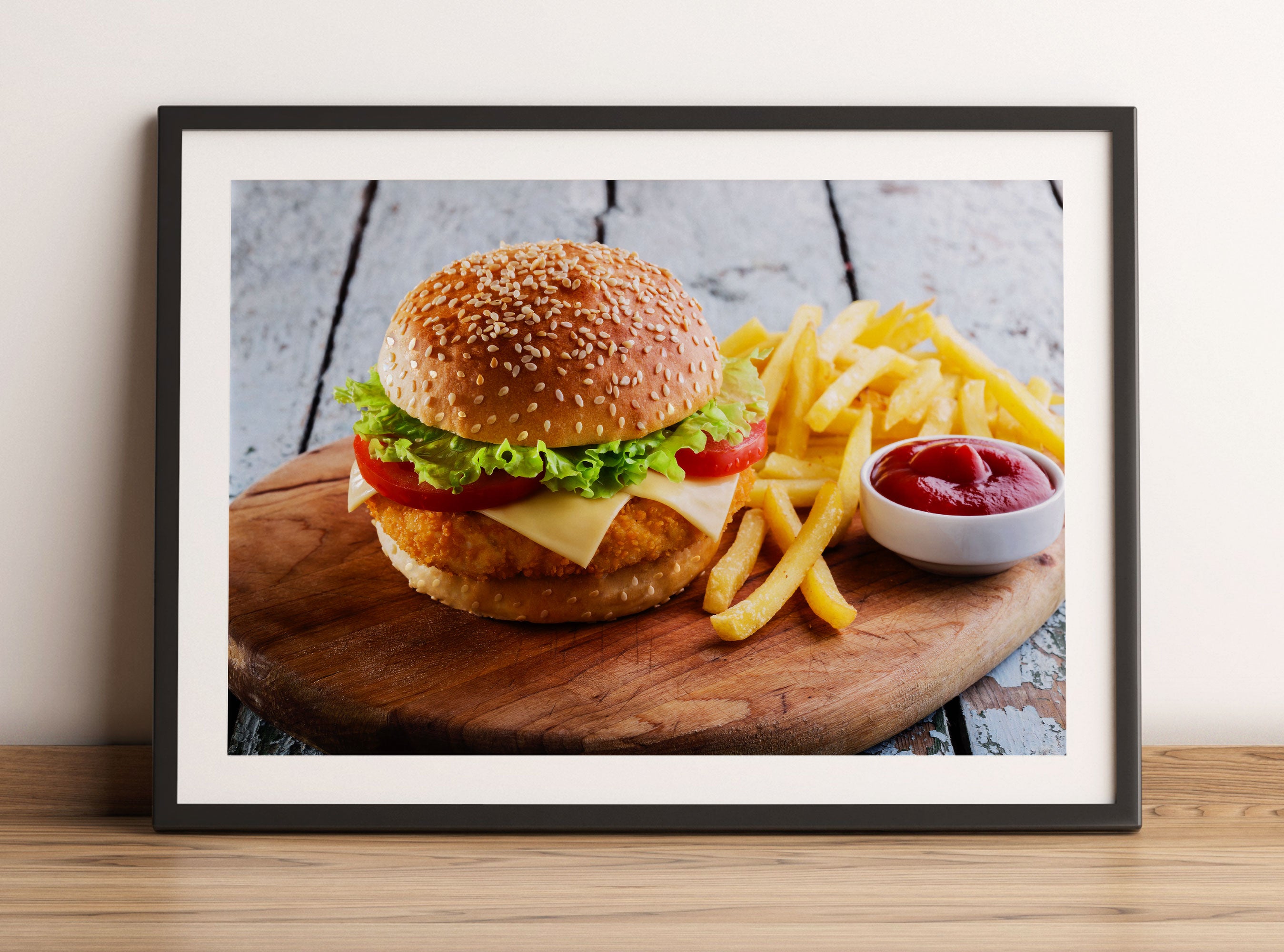 Chickenburger Pommes, Gerahmtes Bild