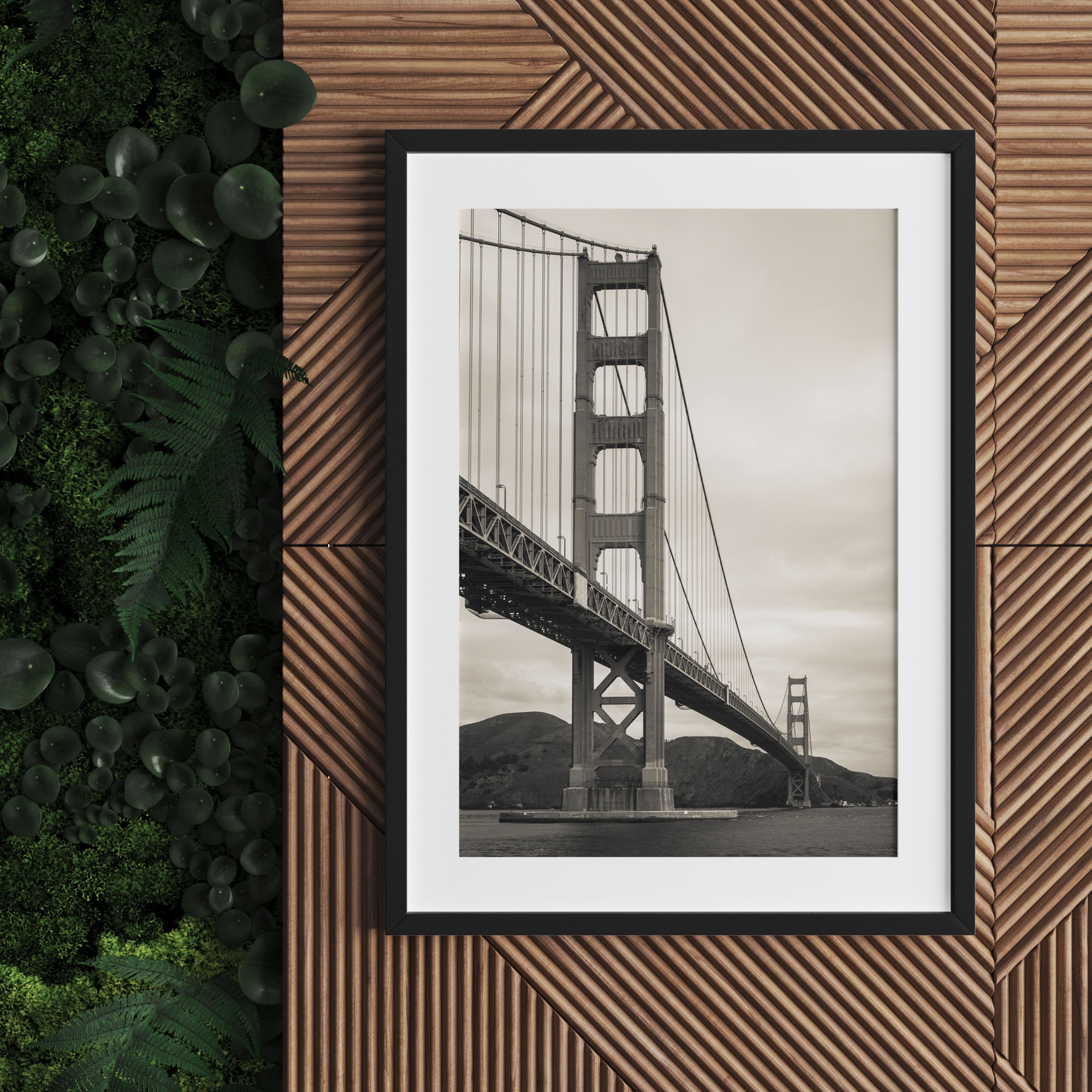 Blick auf Brücke in San Francisco, Gerahmtes Bild