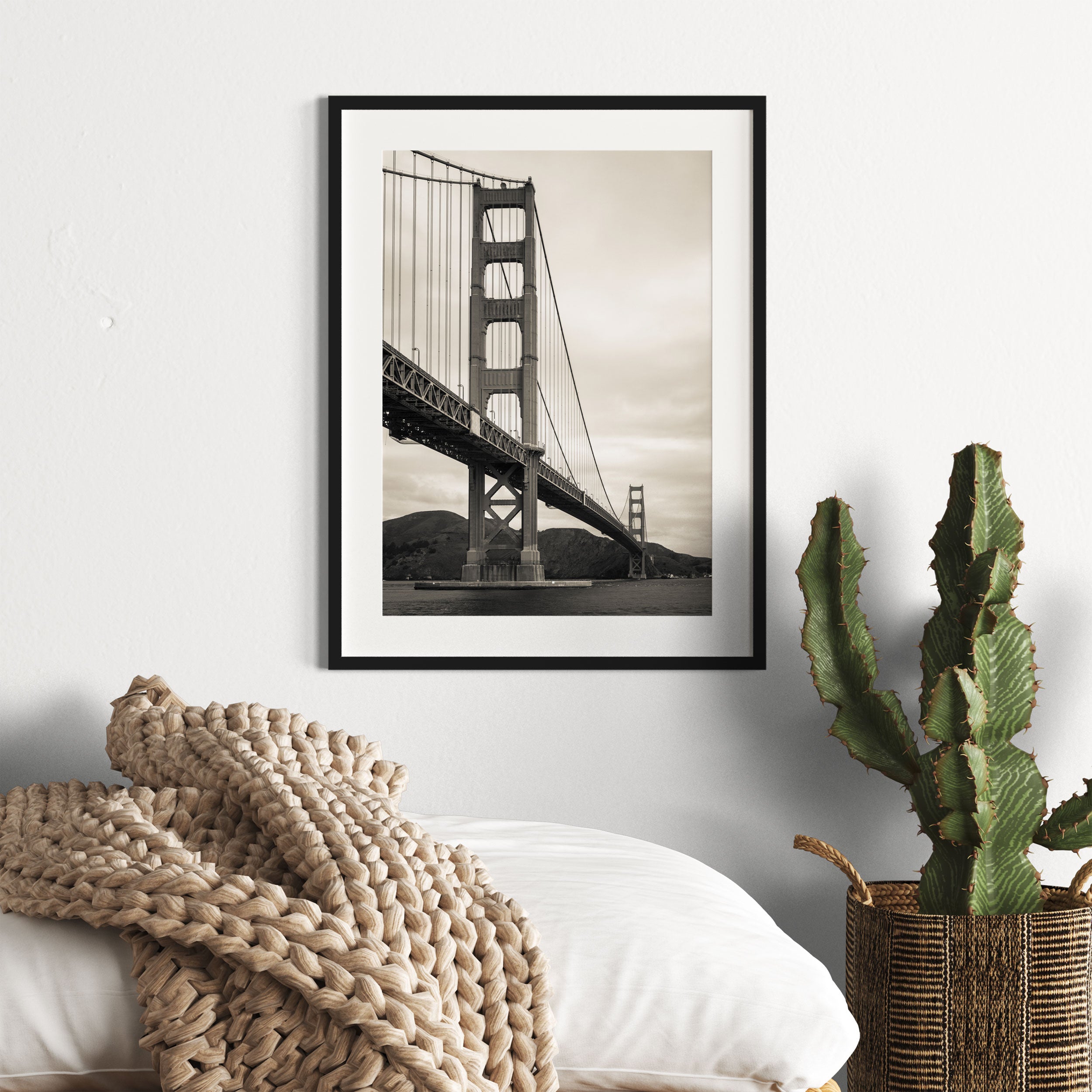 Blick auf Brücke in San Francisco, Gerahmtes Bild