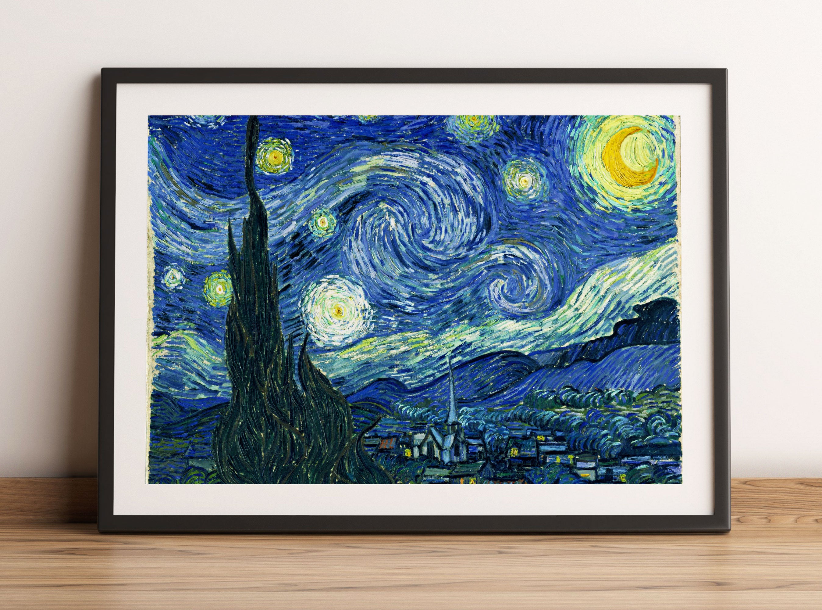 Vincent Van Gogh - Die Sternennacht, Gerahmtes Bild