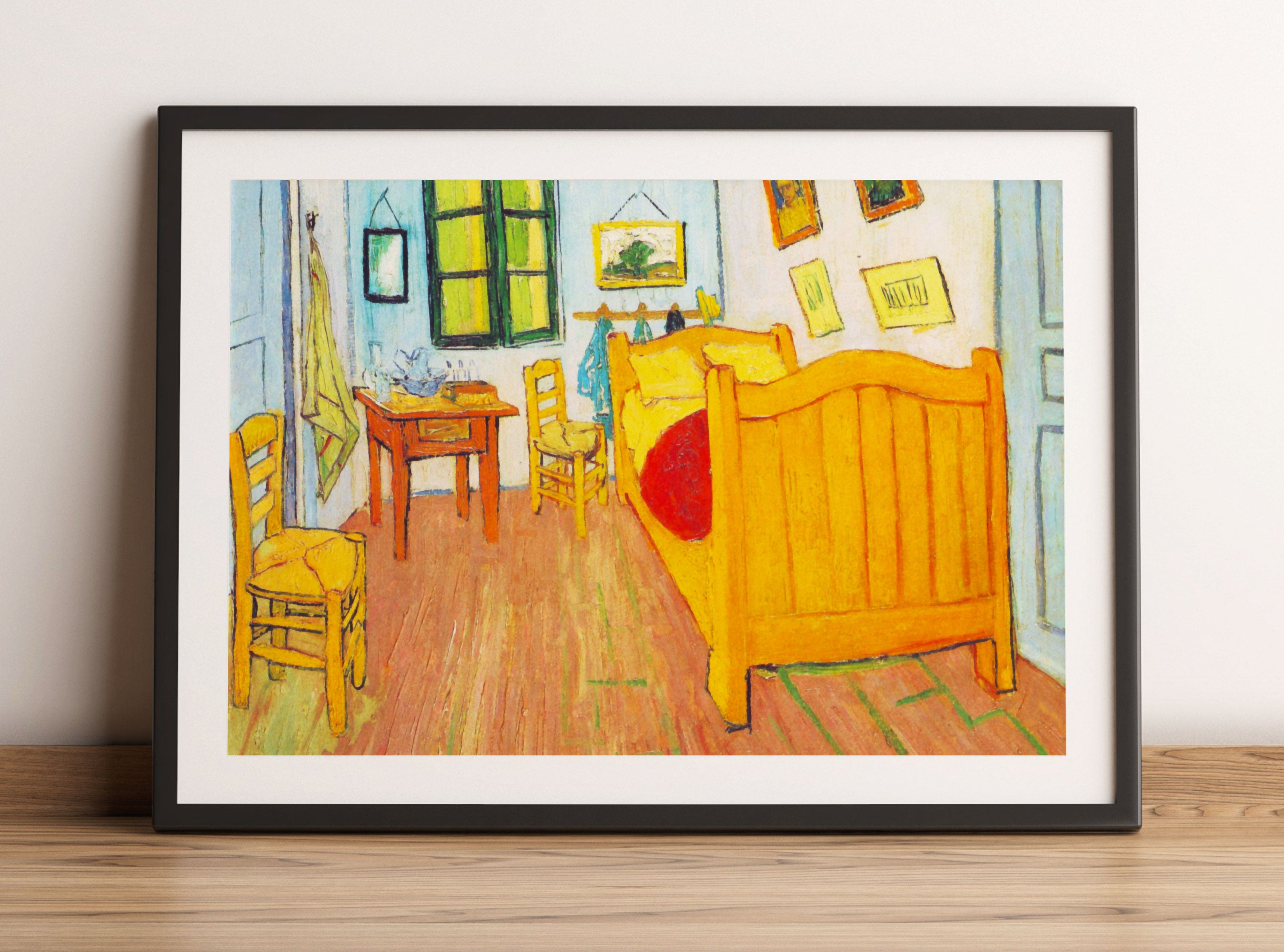 Vincent Van Gogh - Das Schlafzimmer - erste Version, Gerahmtes Bild