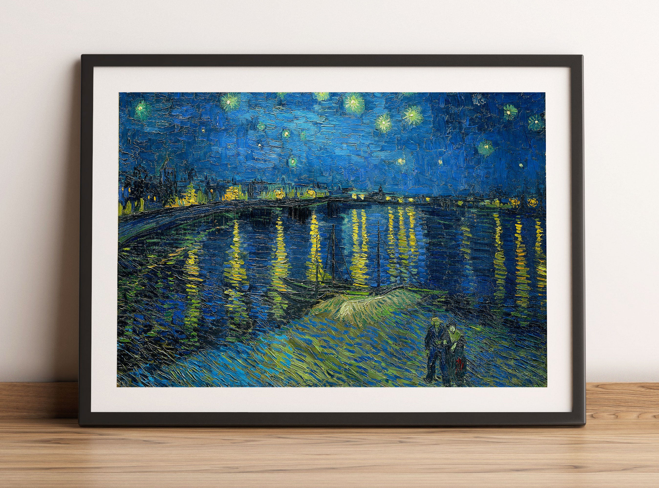 Vincent Van Gogh - Sternennacht über die Rhône, Gerahmtes Bild