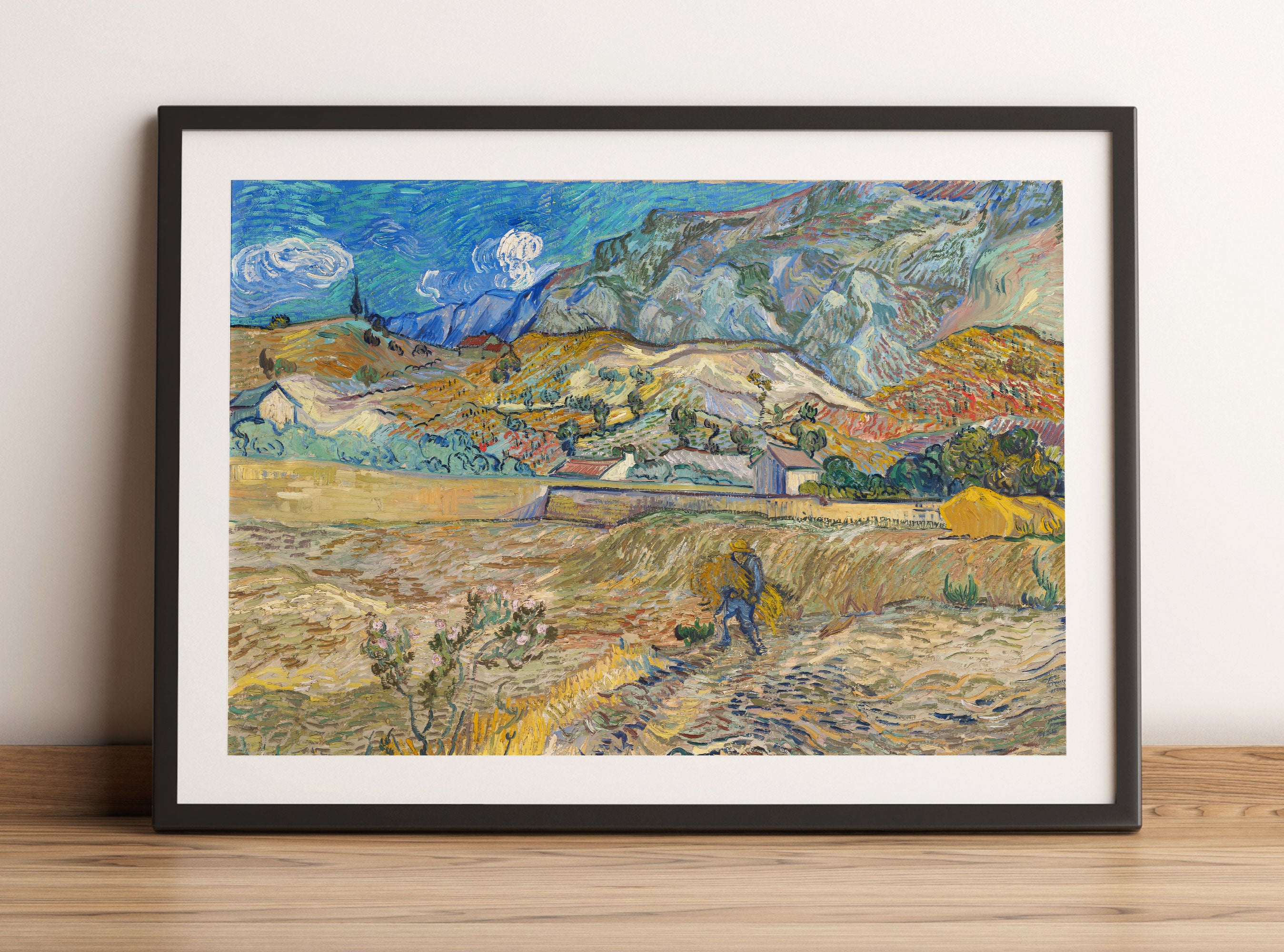 Vincent Van Gogh - Weizenfeld mit Bauer, Gerahmtes Bild