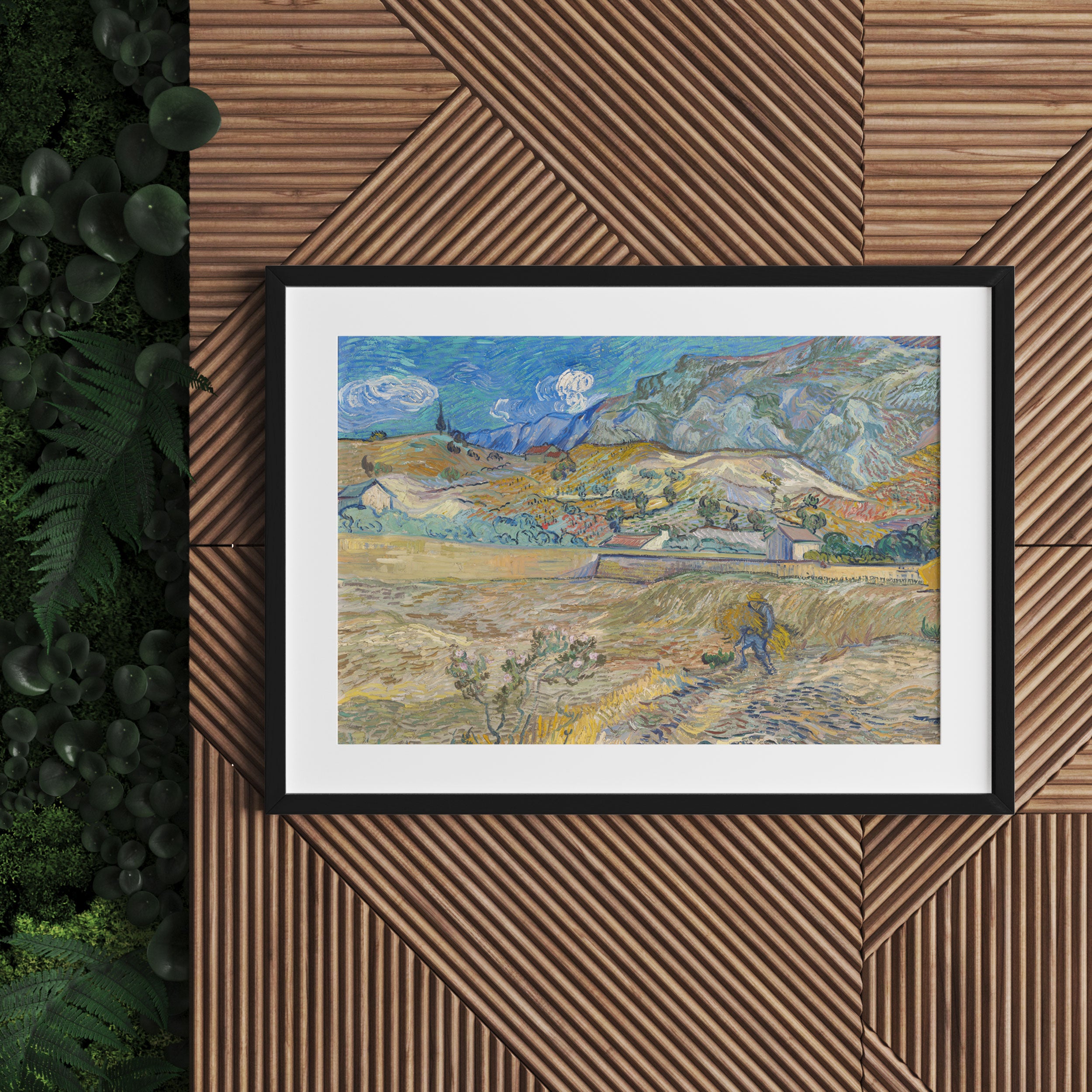 Vincent Van Gogh - Weizenfeld mit Bauer, Gerahmtes Bild