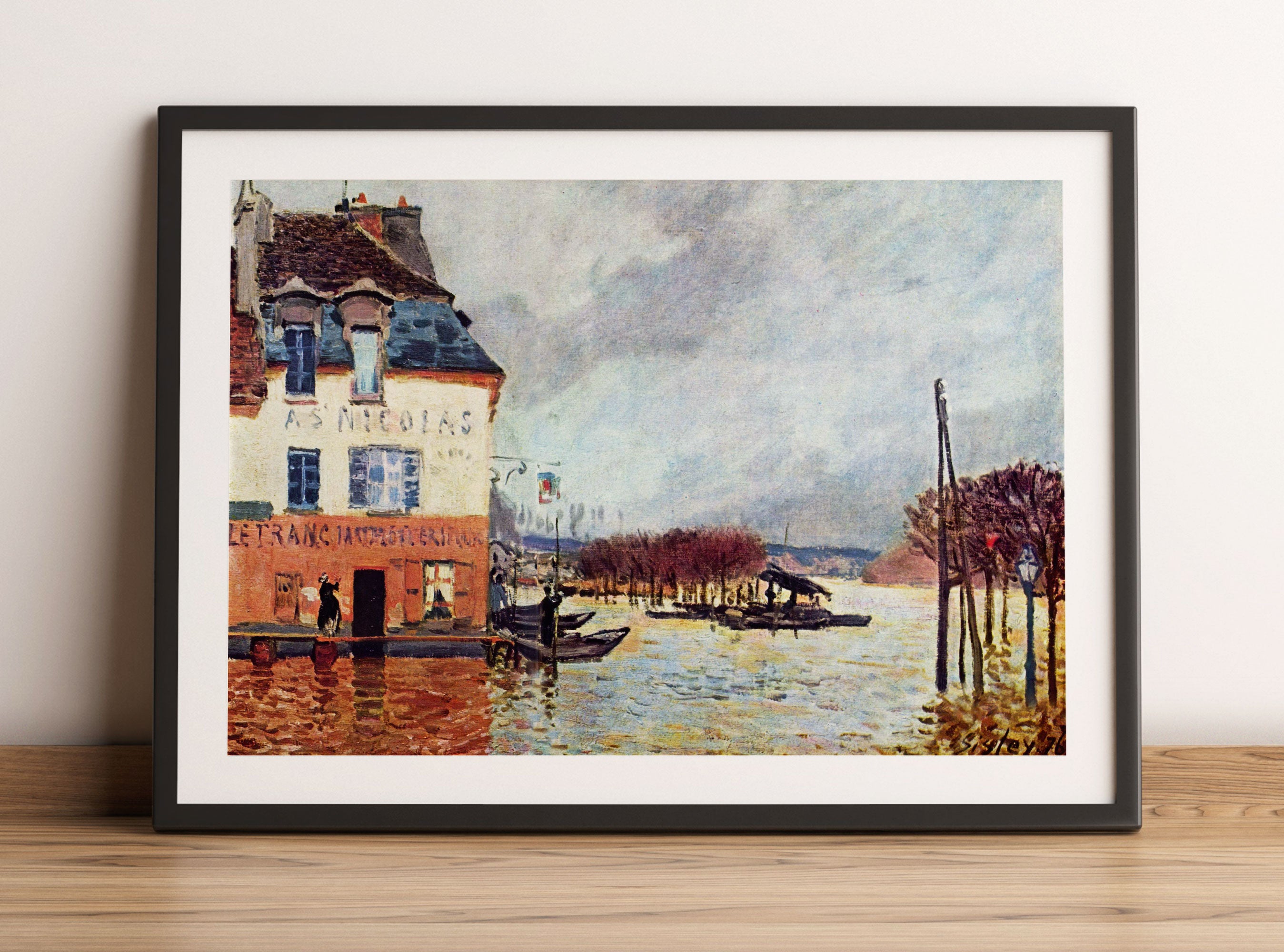 Alfred Sisley - Flood at Pont-Marley  , Gerahmtes Bild